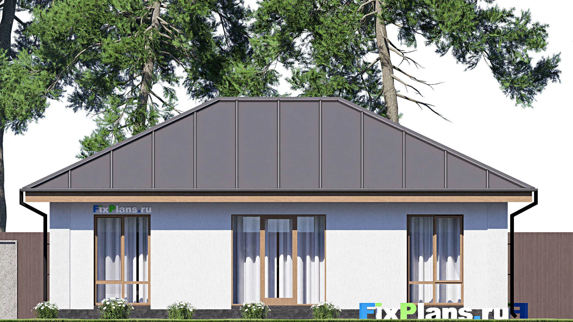 F-18107 - Проект одноэтажного дома 10 на 12, площадью 90 м² с 2 спальнями