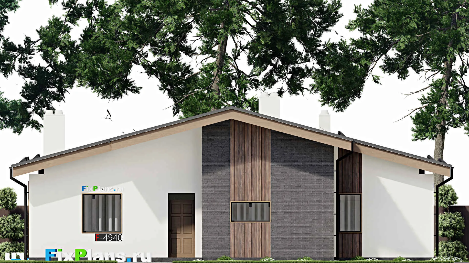 F-4940 - Проект одноэтажного дома 15 на 16, площадью 190 м² с террасой, баней и 3 спальнями