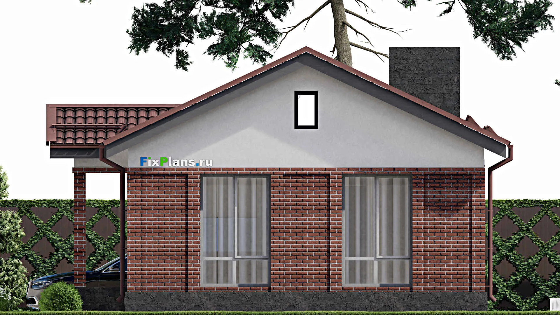 F-2267 - Проект одноэтажного дома 8 на 10, площадью 60 м² с 2 спальнями