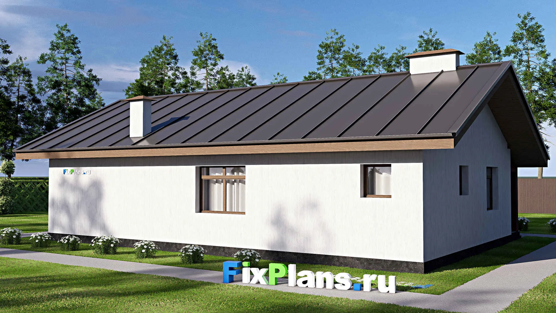 F-17234 - План одноэтажного дома 11 на 16, площадью 130 м² с 3 спальнями