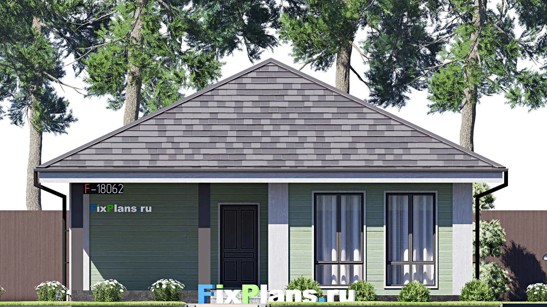 F-18062 - Проект одноэтажного дома 11 на 11, площадью 90 м² с 3 спальнями