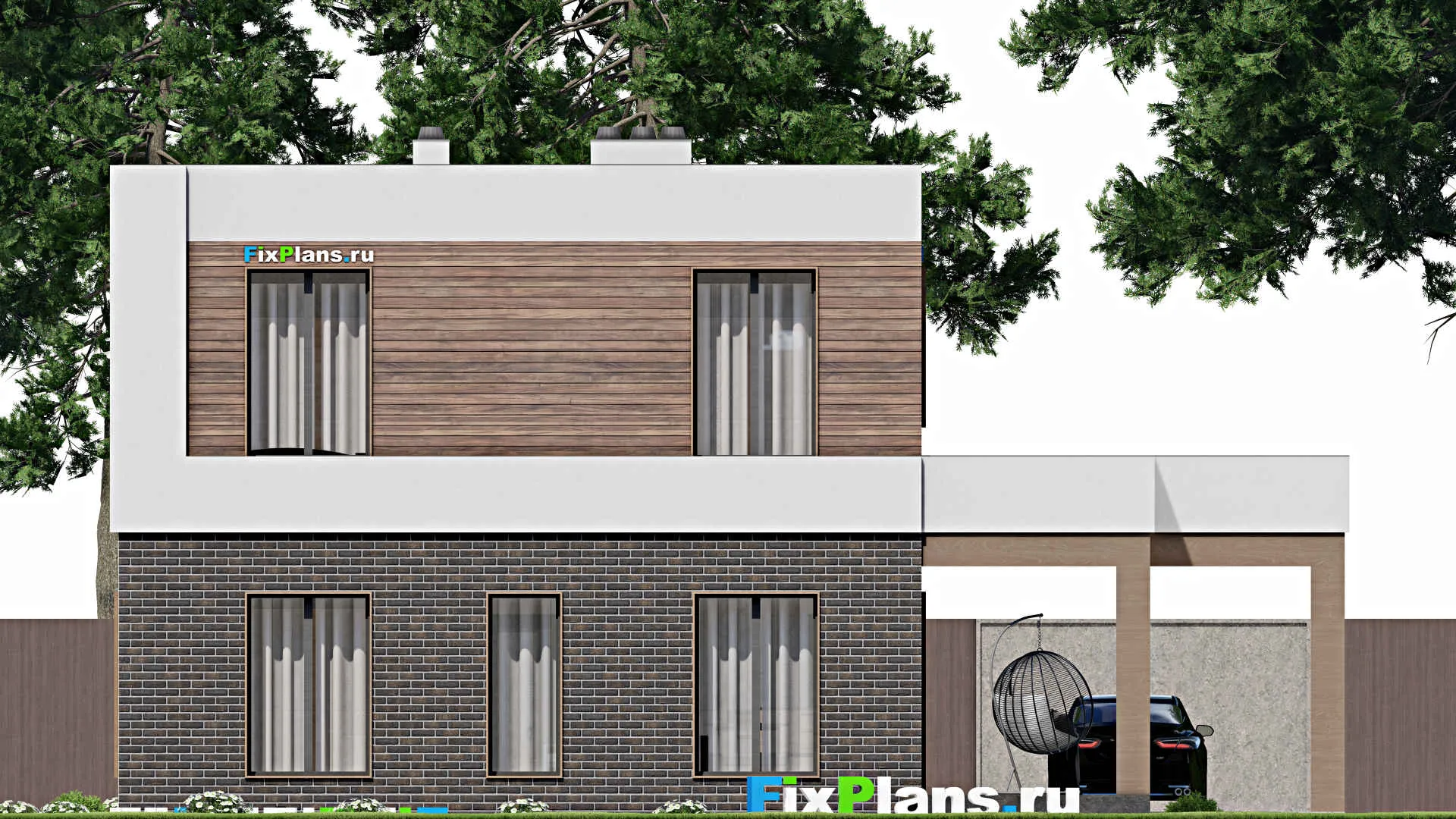 F-3545 - Проект двухэтажного дома 10 на 14, площадью 210 м² с террасой и 3 спальнями