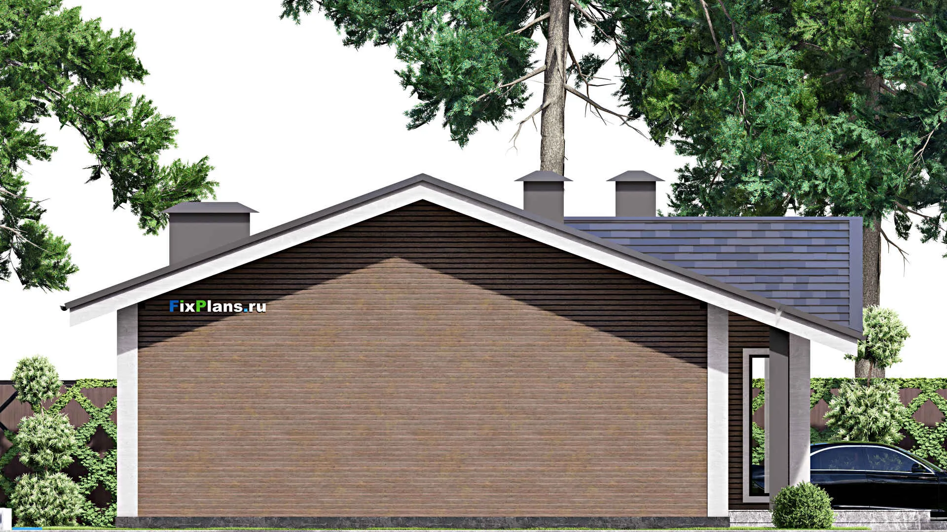 F-14372 - План одноэтажного дома 13 на 21, площадью 200 м² с террасой и 3 спальнями