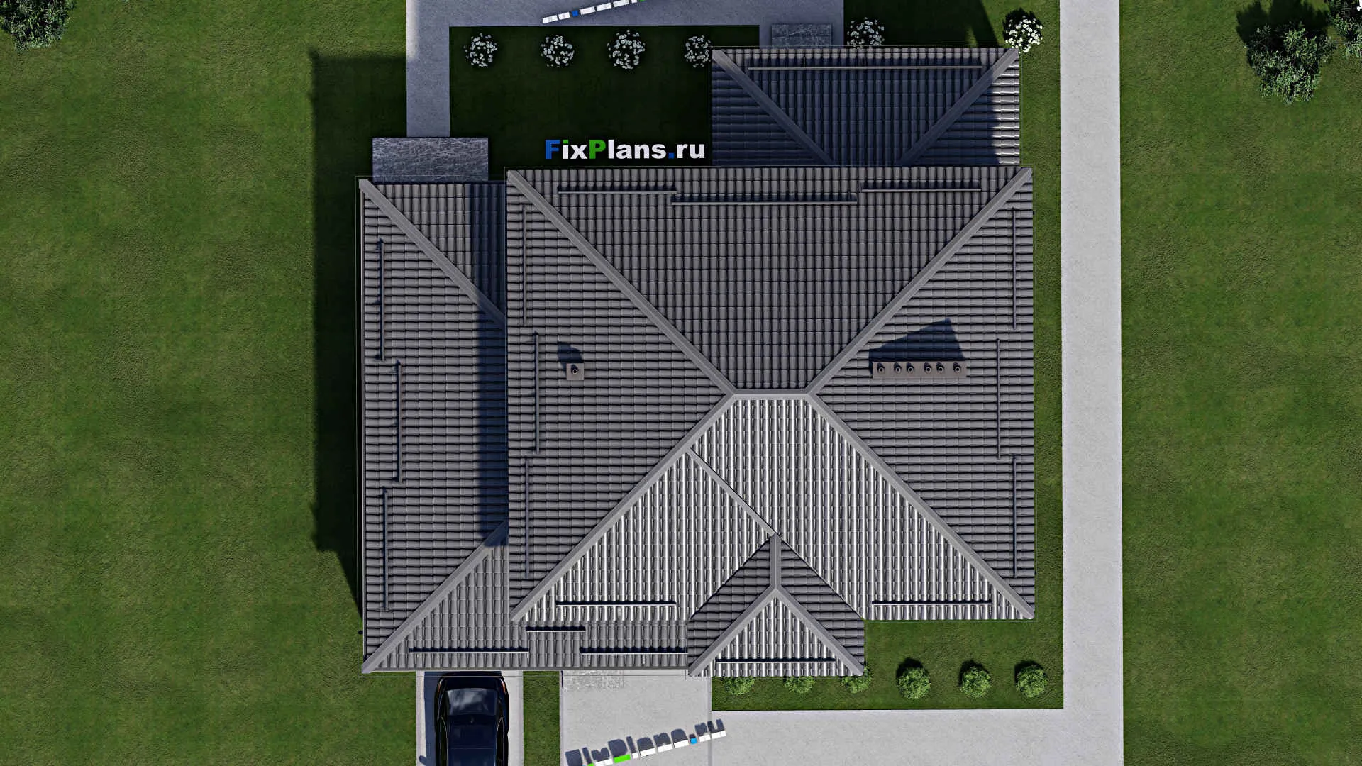 F-5345 - Проект двухэтажного дома 12 на 16, площадью 220 м² с гаражом на 1 машину и 4 спальнями