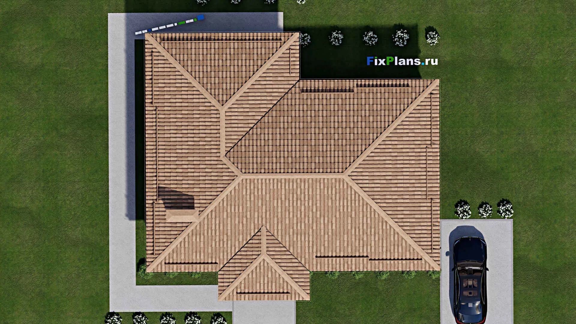 F-10790 - План одноэтажного дома 14 на 16, площадью 130 м² с террасой и 3 спальнями