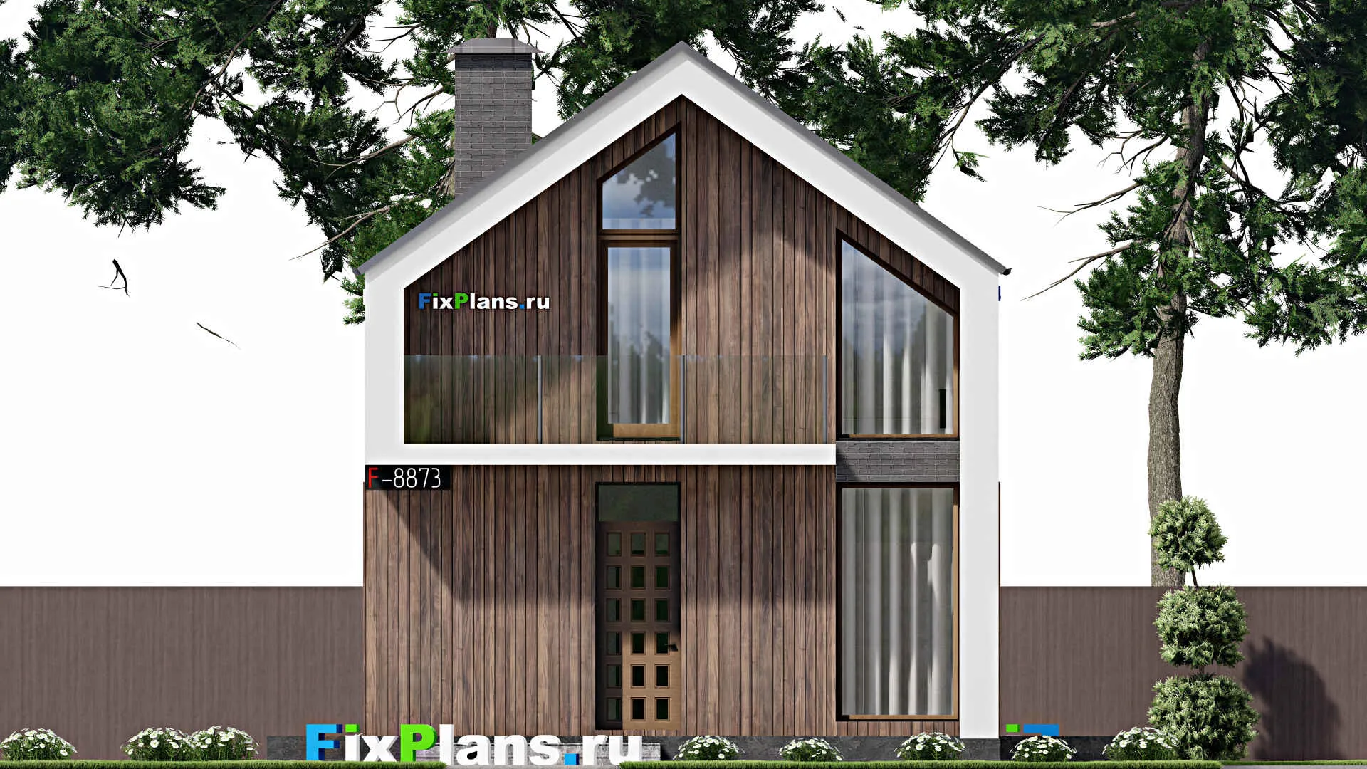 F-8873 - Проект дома с мансардой 10 на 14, площадью 180 м² с террасой, балконом и 3 спальнями