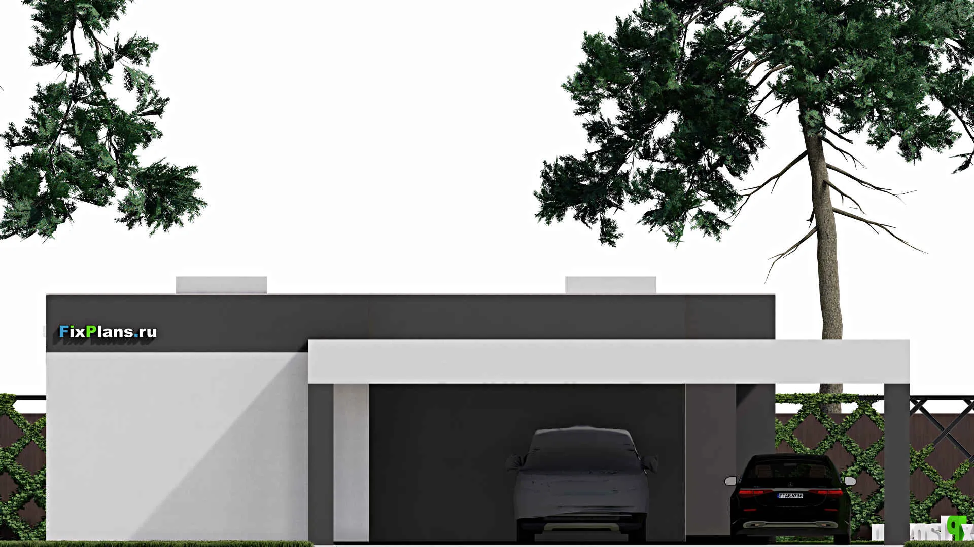 F-0305 - Проект одноэтажного дома 11 на 19, площадью 220 м² с террасой и 4 спальнями
