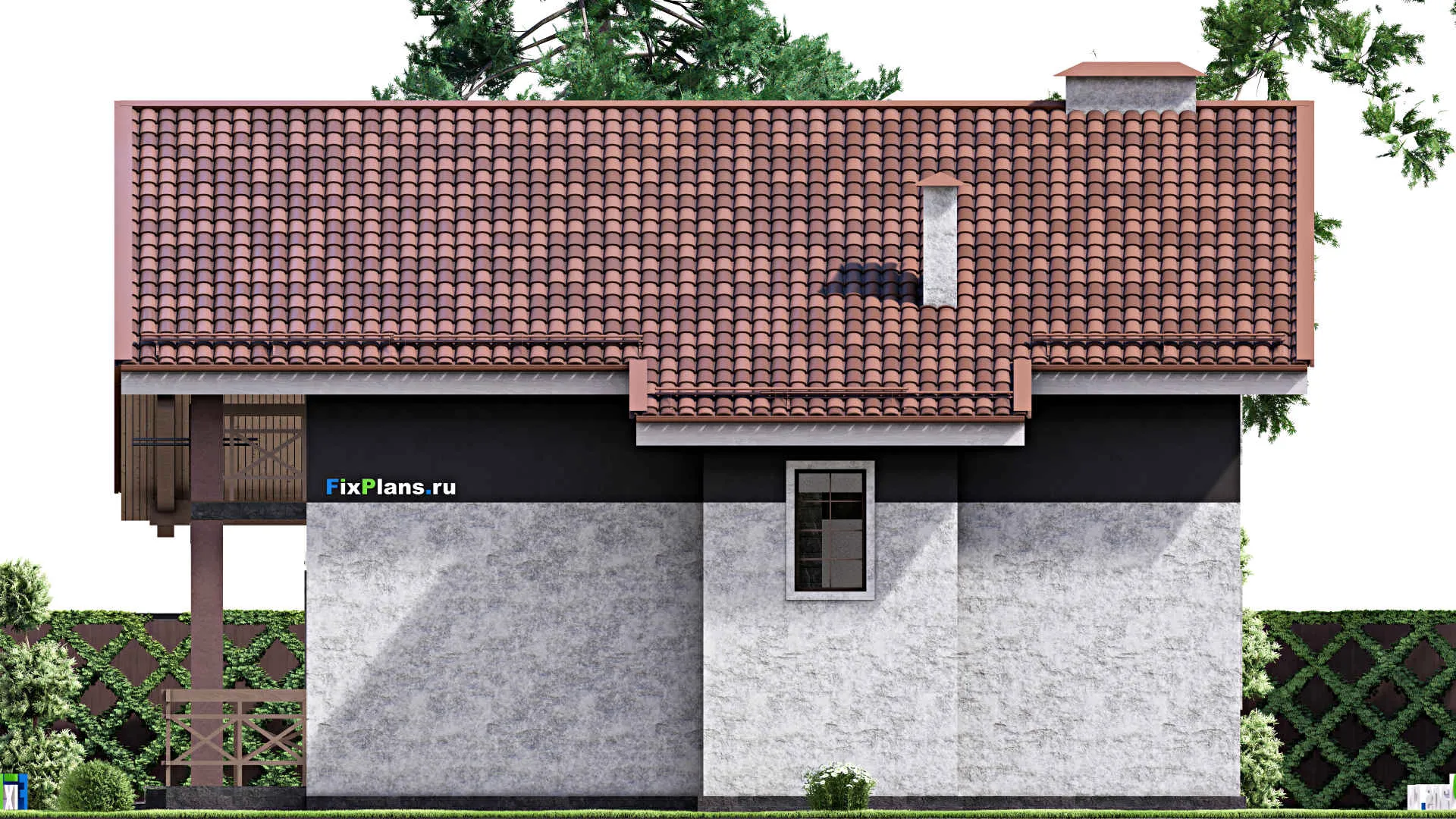 F-13346 - Планы дома с мансардой 13 на 17, площадью 260 м² с террасой, балконом и 4 спальнями