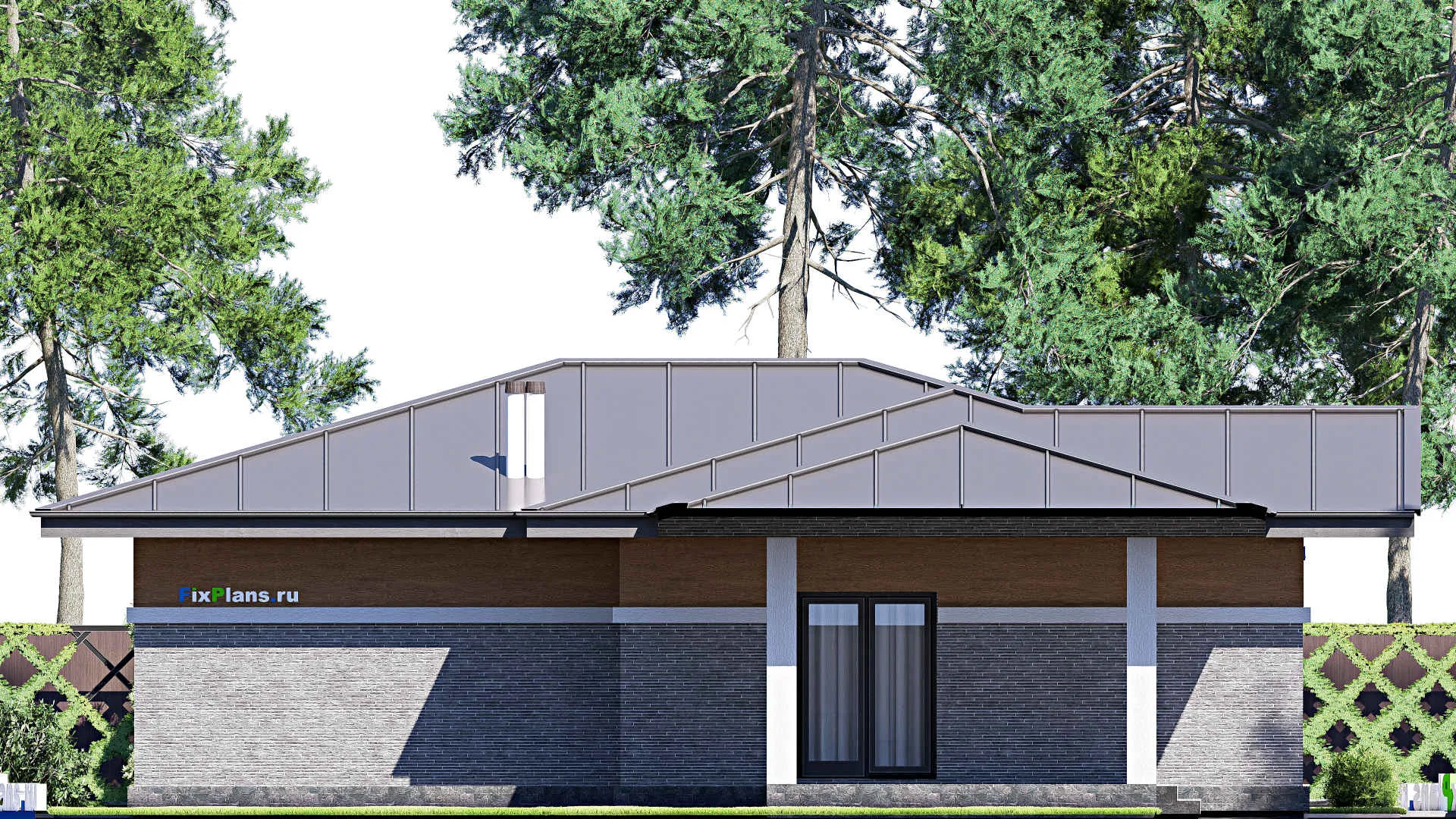 F-19790 - План одноэтажного дома 15 на 16, площадью 160 м² с террасой и 3 спальнями