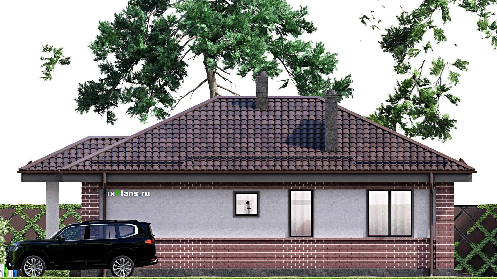 F-16874 - Проект одноэтажного дома 9 на 12, площадью 80 м² с 3 спальнями