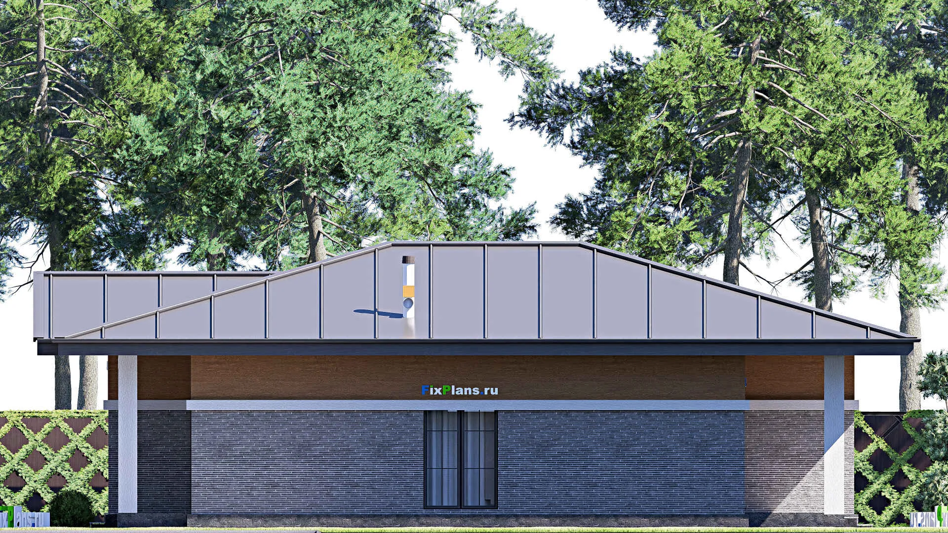 F-19790 - План одноэтажного дома 15 на 16, площадью 160 м² с террасой и 3 спальнями