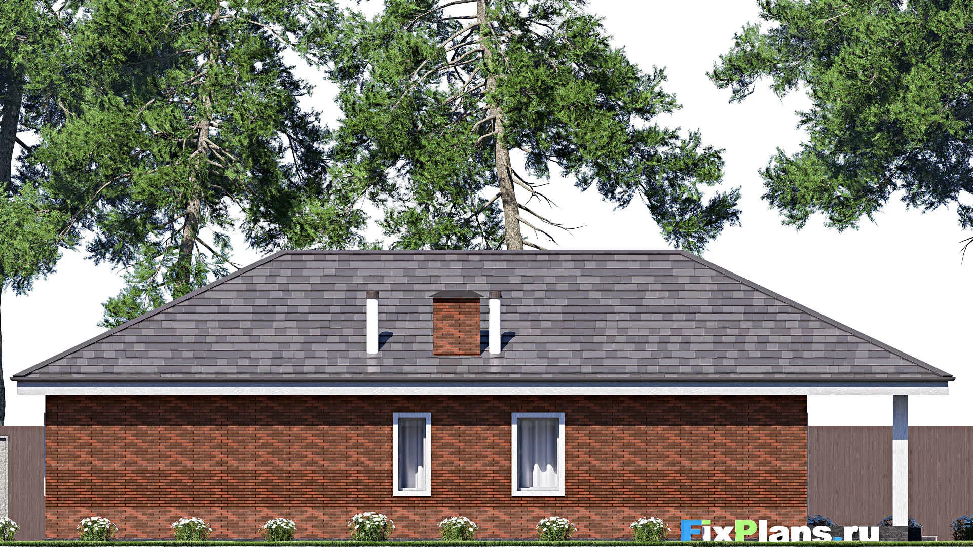 F-19439 - Проект одноэтажного дома 11 на 18, площадью 140 м² с террасой и 3 спальнями