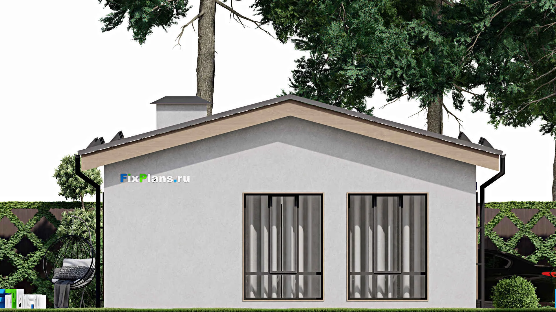 F-3284 - Проект одноэтажного дома 9 на 11, площадью 70 м² с 2 спальнями