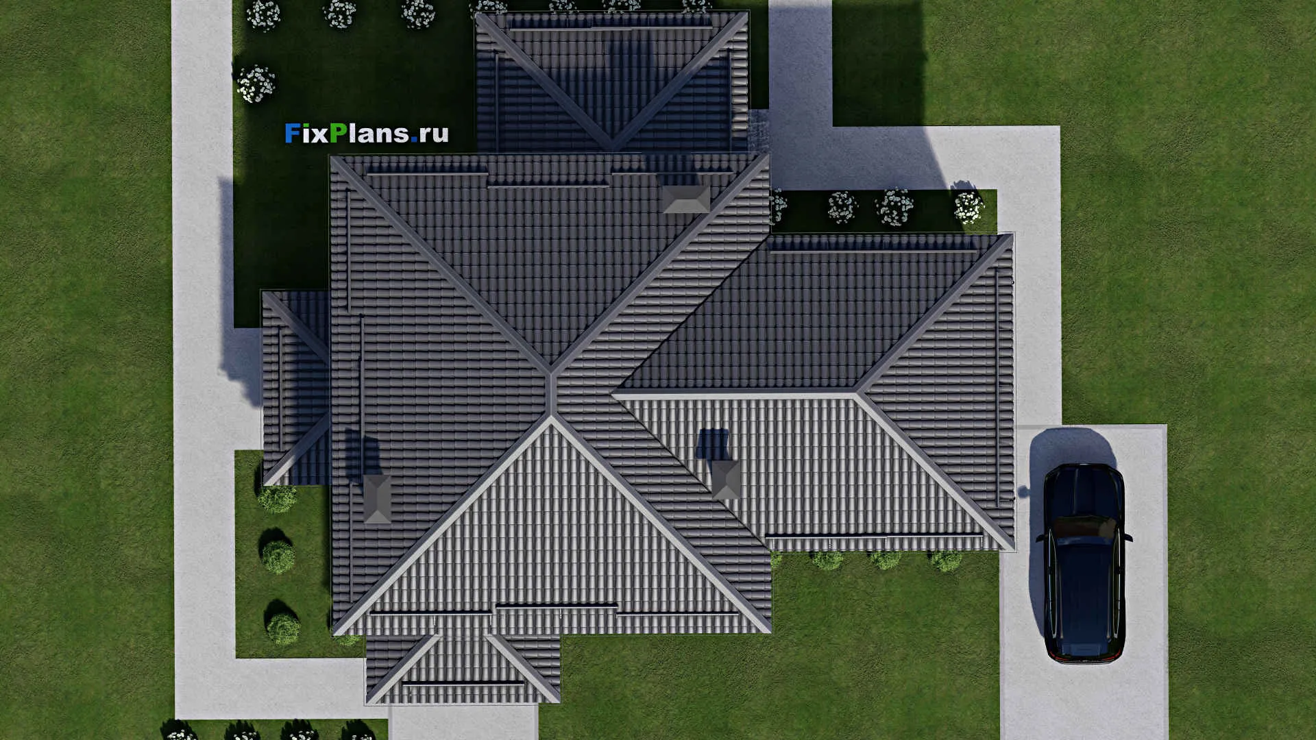 F-9449 - Проект двухэтажного дома 15 на 17, площадью 230 м² с террасой и 5 спальнями