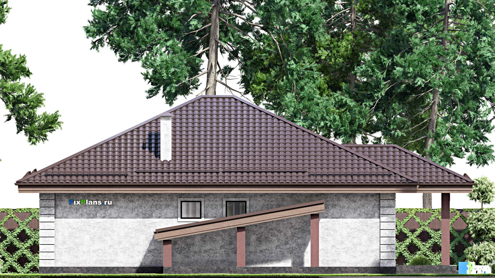 F-14219 - Проект одноэтажного дома 13 на 15, площадью 250 м² с цокольным этажом и 3 спальнями