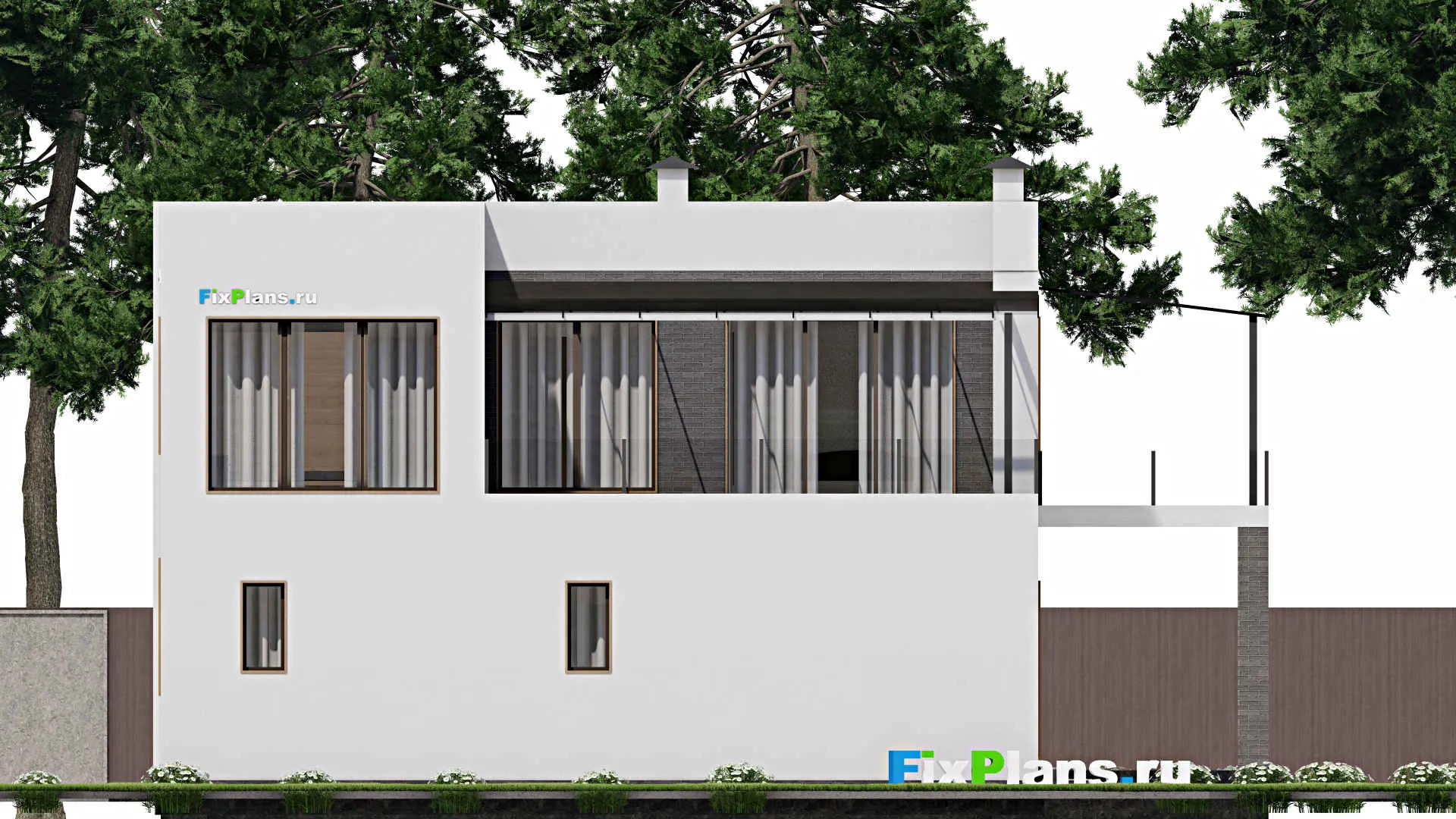 F-6704 - Проект двухэтажного дома 15 на 15, площадью 270 м² с балконом и 5 спальнями