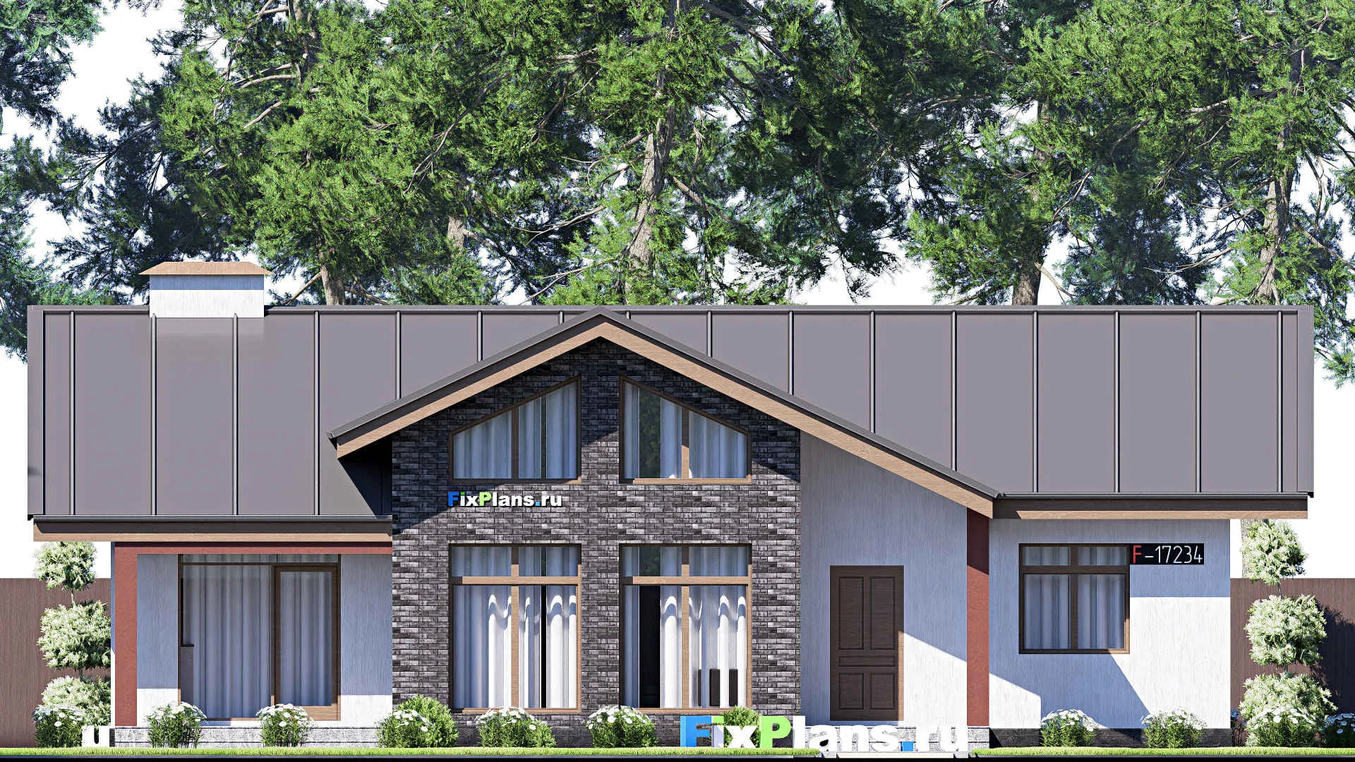 F-17234 - План одноэтажного дома 11 на 16, площадью 130 м² с 3 спальнями