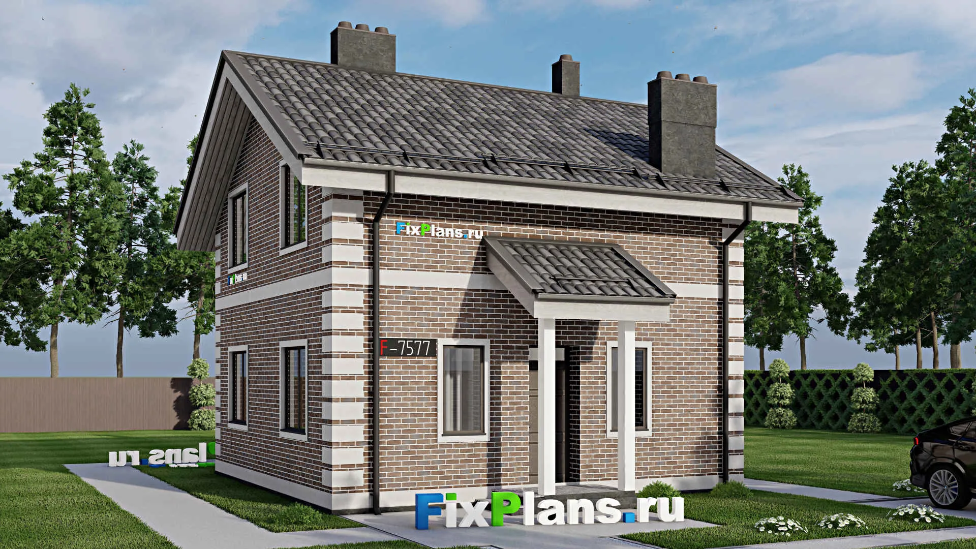 F-7577 - Проект дома с мансардой 8 на 10, площадью 90 м² с 3 спальнями