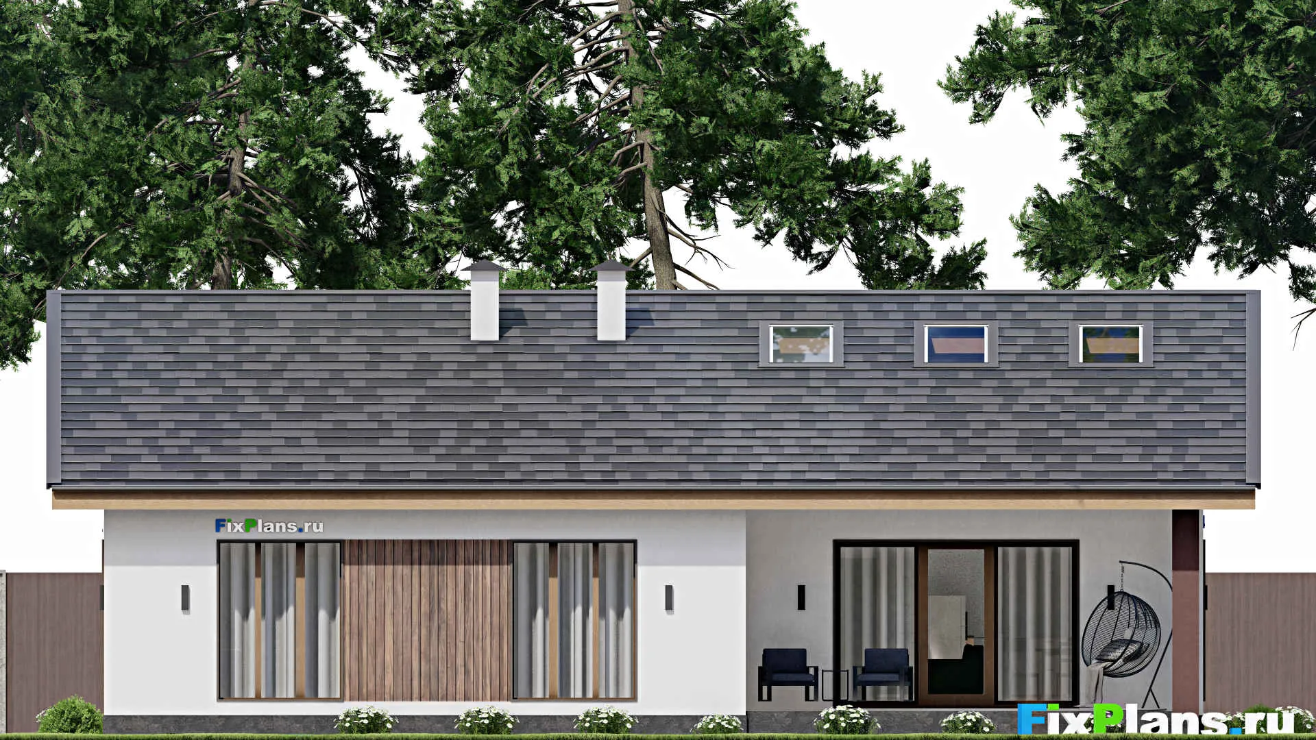 F-12230 - План одноэтажного дома 16 на 16, площадью 180 м² с 4 спальнями