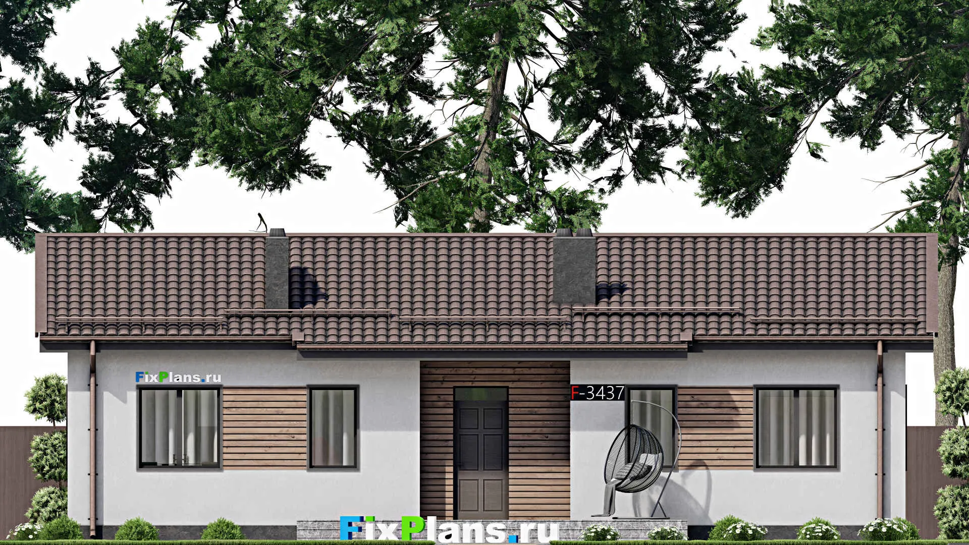 F-3437 - Проект одноэтажного дома 9 на 16, площадью 120 м² с 3 спальнями