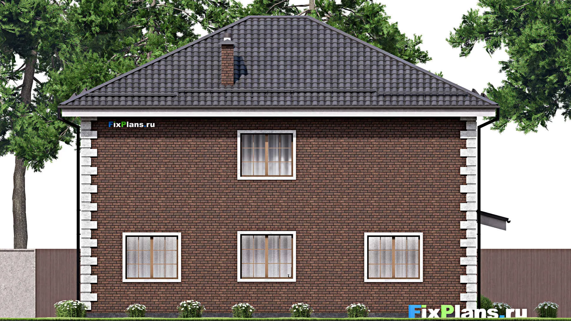 F-14723 - Проект двухэтажного дома 14 на 14, площадью 270 м² с террасой, балконом и 5 спальнями