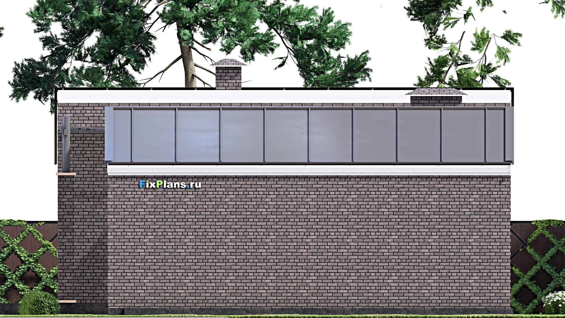 F-13544 - План одноэтажного дома 14 на 19, площадью 190 м² с террасой и 2 спальнями