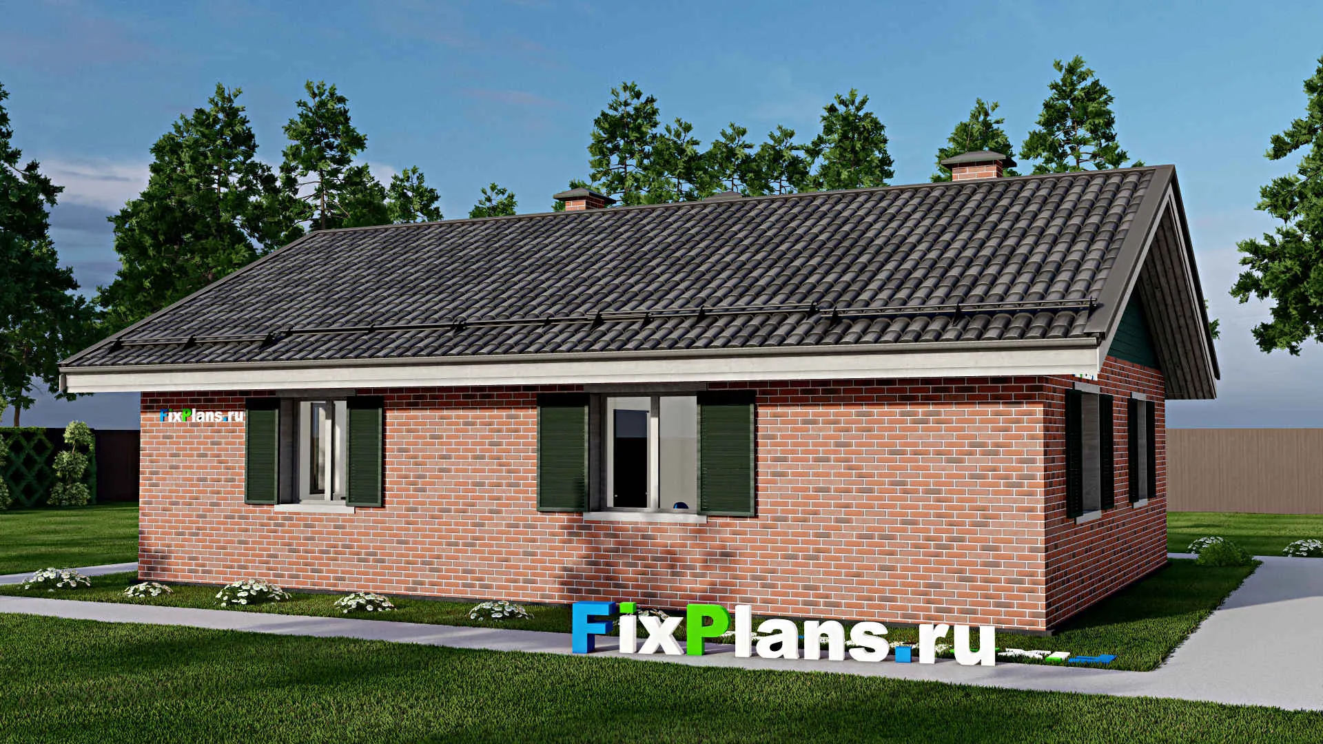 F-10529 - Проект одноэтажного дома 10 на 13, площадью 90 м² с 1 спальнями