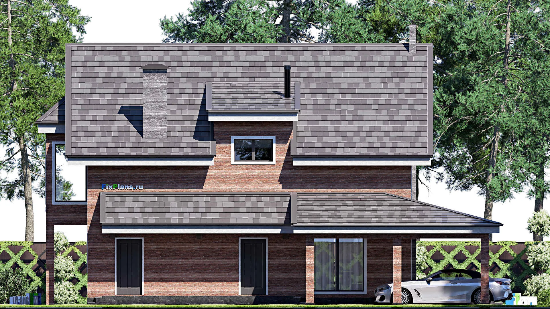 F-18530 - Планы дома с мансардой 14 на 17, площадью 240 м² с террасой, балконом и 3 спальнями