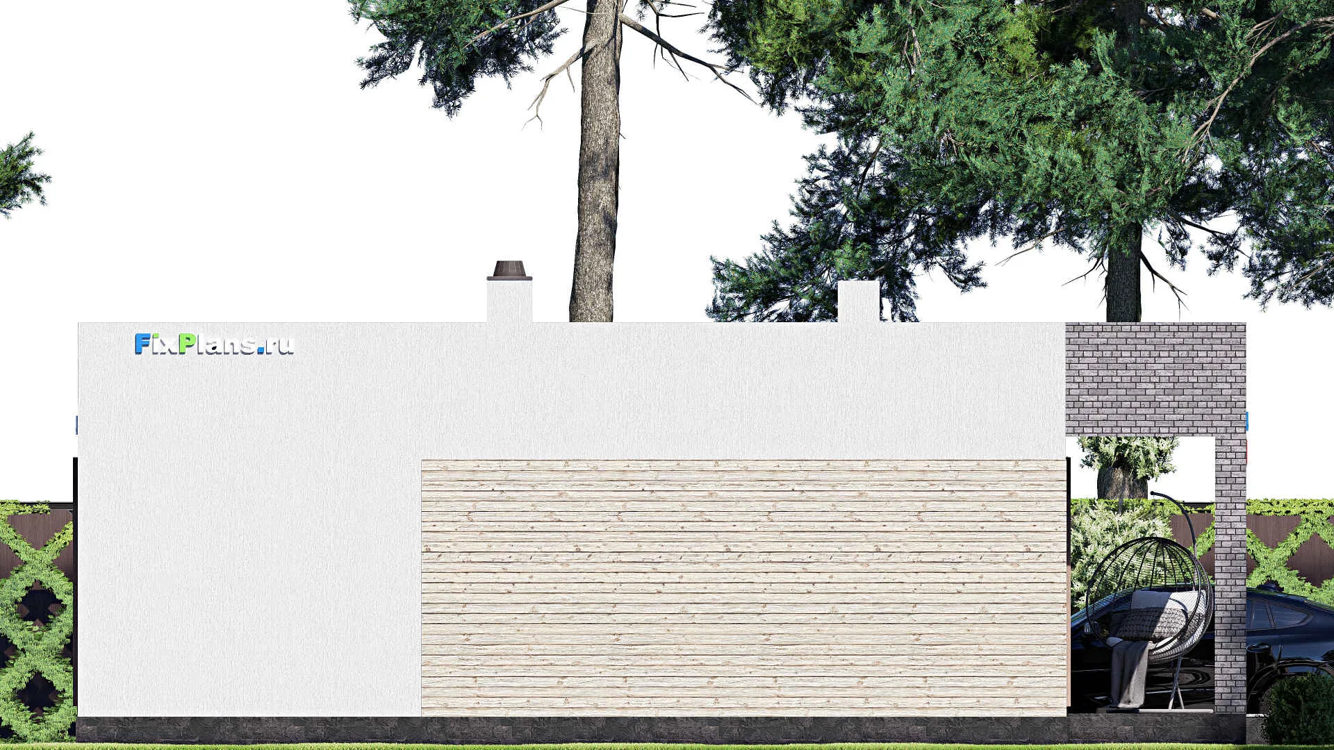 F-20564 - Проект одноэтажного дома 12 на 14, площадью 130 м² с 4 спальнями