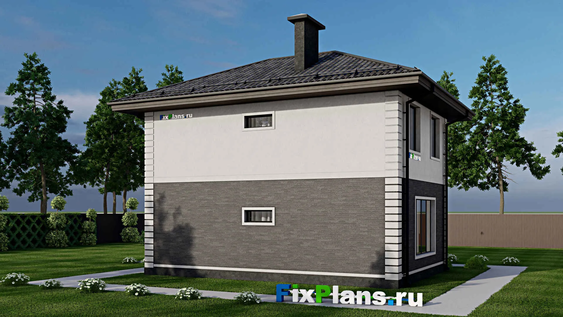 F-8027 - Проект двухэтажного дома 8 на 11, площадью 110 м² с балконом и 4 спальнями