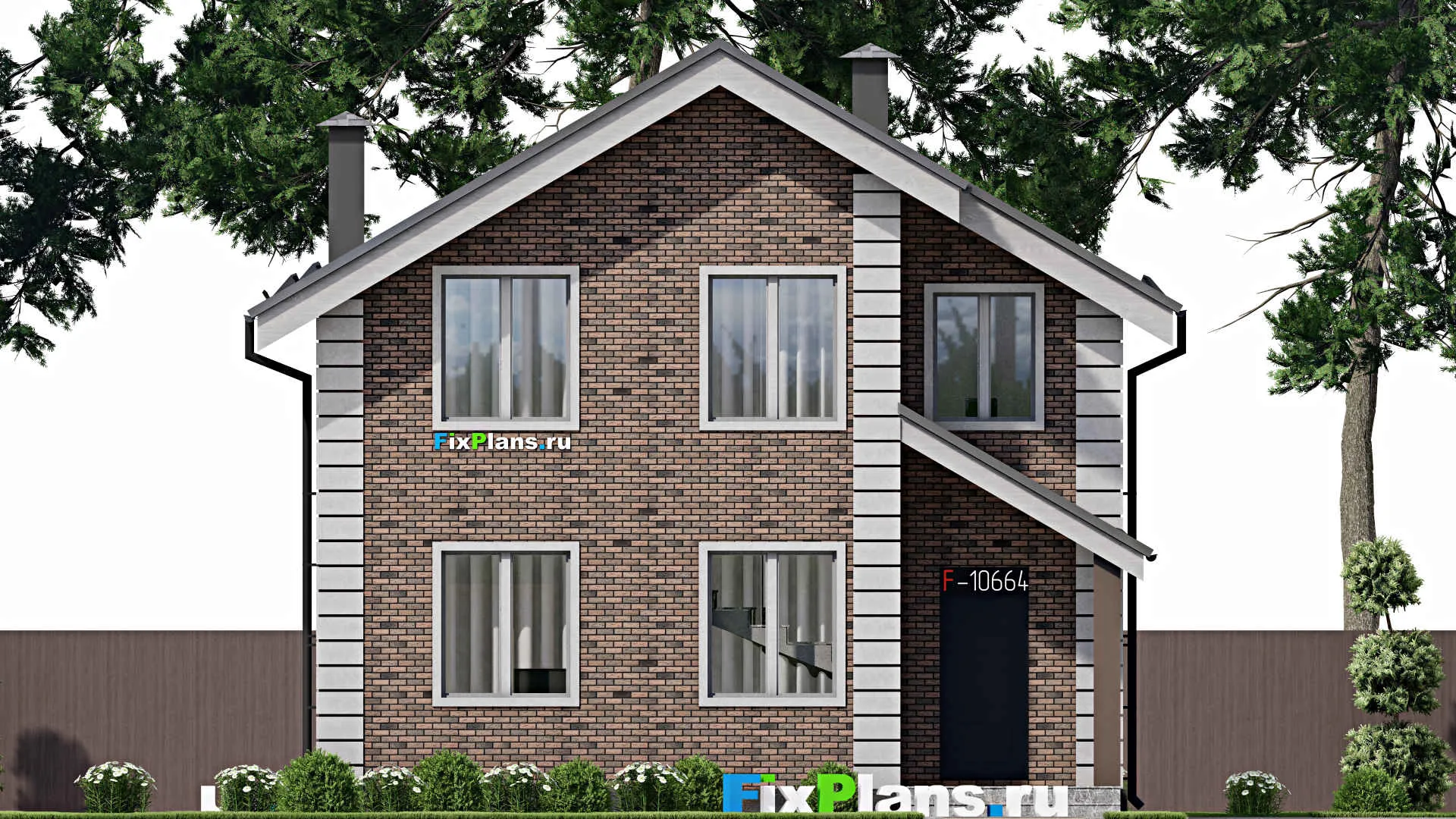 F-10664 - Планы дома с мансардой 10 на 14, площадью 120 м² с 3 спальнями