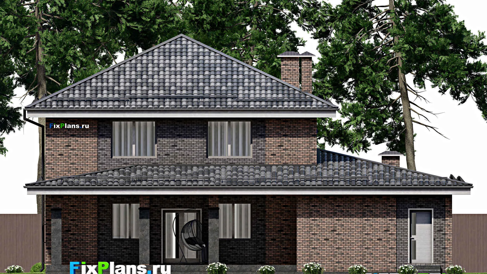 F-10349 - Проект двухэтажного дома 16 на 19, площадью 330 м² с 5 спальнями