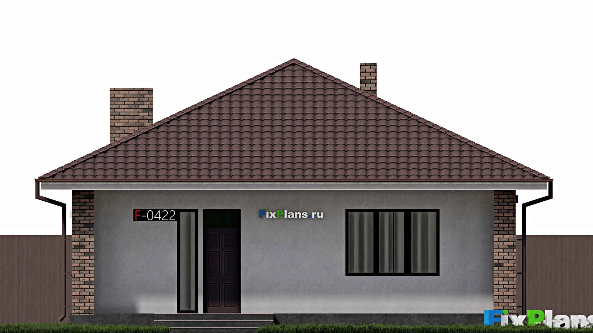 F-0422 - Проект одноэтажного дома 11 на 12, площадью 130 м² с террасой и 2 спальнями