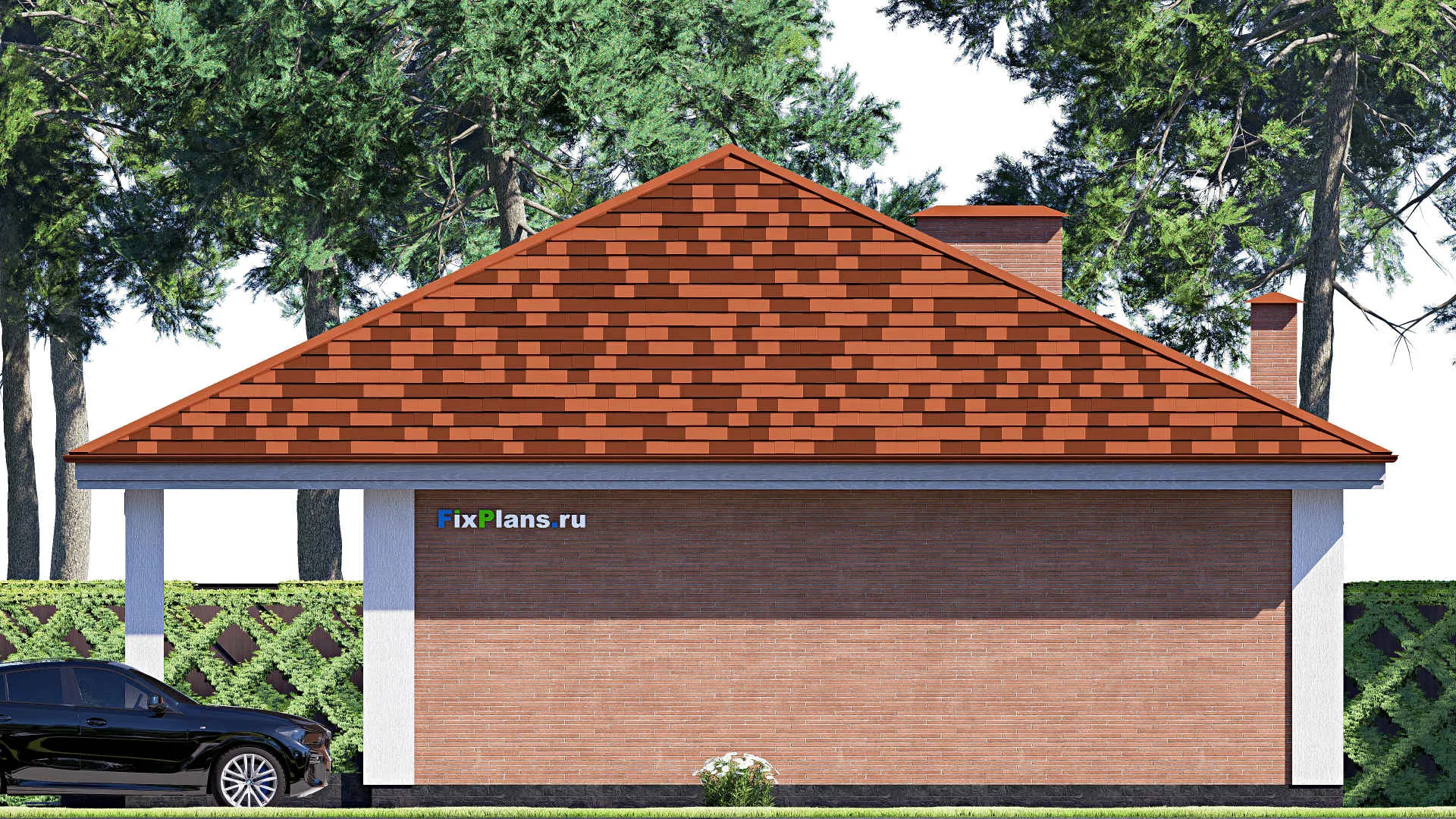 F-18251 - План одноэтажного дома 13 на 15, площадью 150 м² с террасой и 3 спальнями