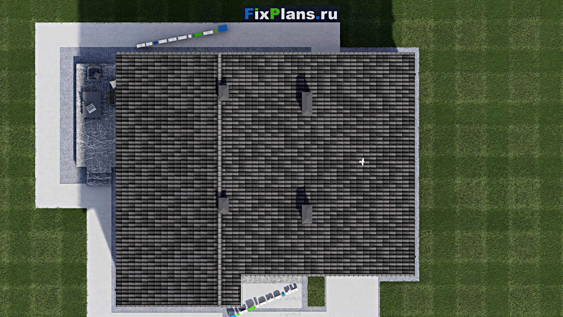 F-1403 - Проект дома с мансардой 12 на 14, площадью 190 м² с террасой, балконом, гаражом на 1 машину и 4 спальнями