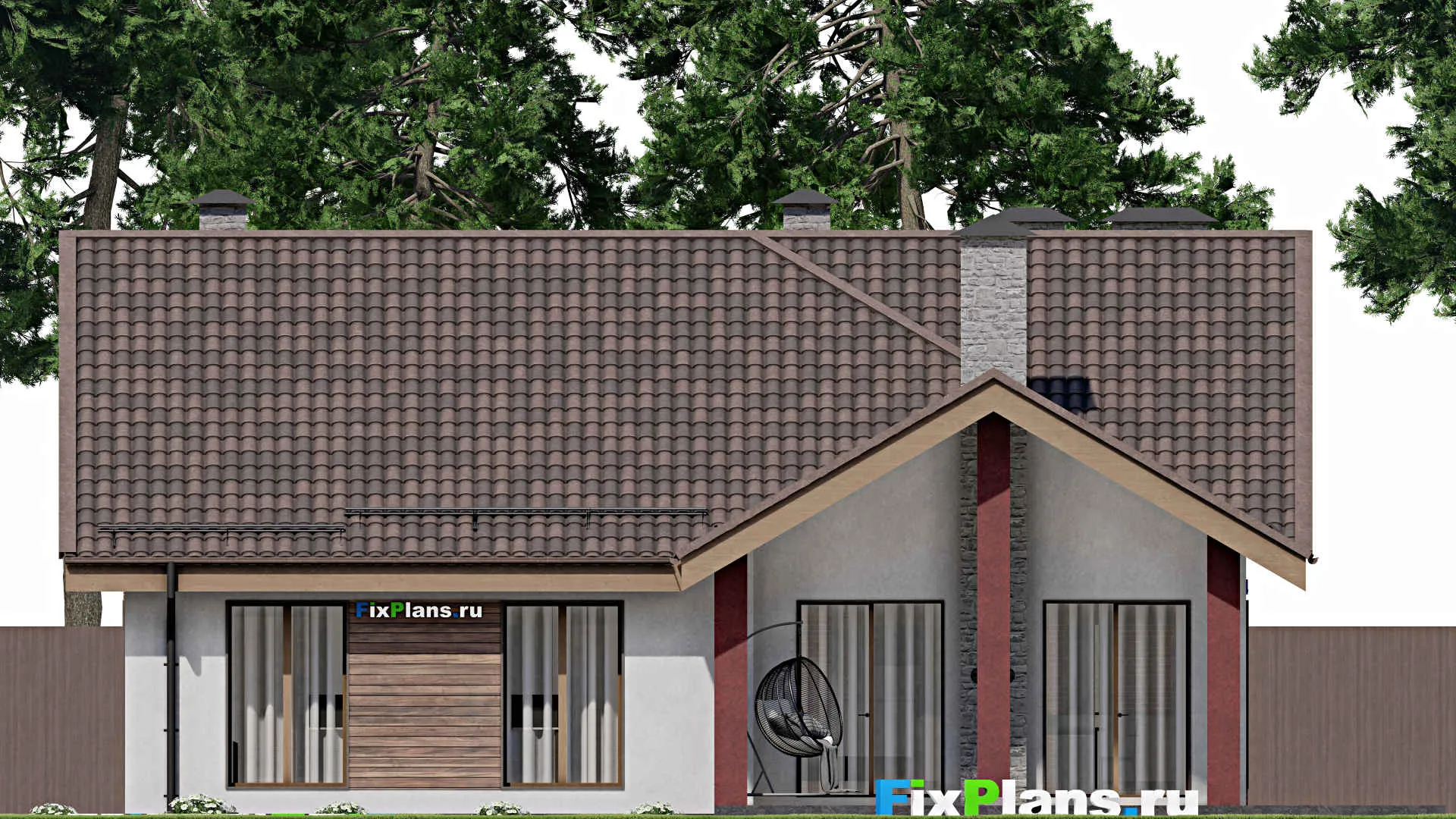 F-7172 - Проект дома с мансардой 14 на 19, площадью 330 м² с террасой, гаражом на 2 машины и 3 спальнями