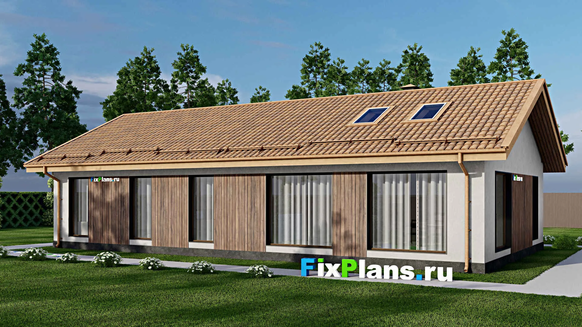 F-10970 - План одноэтажного дома 11 на 18, площадью 140 м² с 3 спальнями