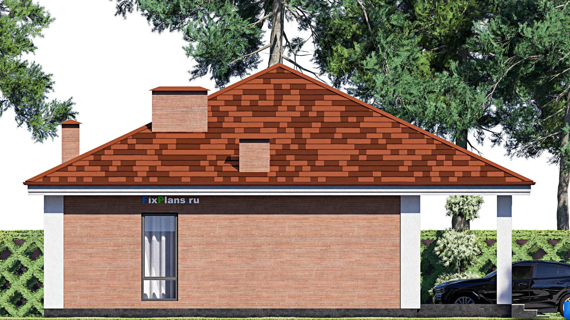 F-18251 - План одноэтажного дома 13 на 15, площадью 150 м² с террасой и 3 спальнями