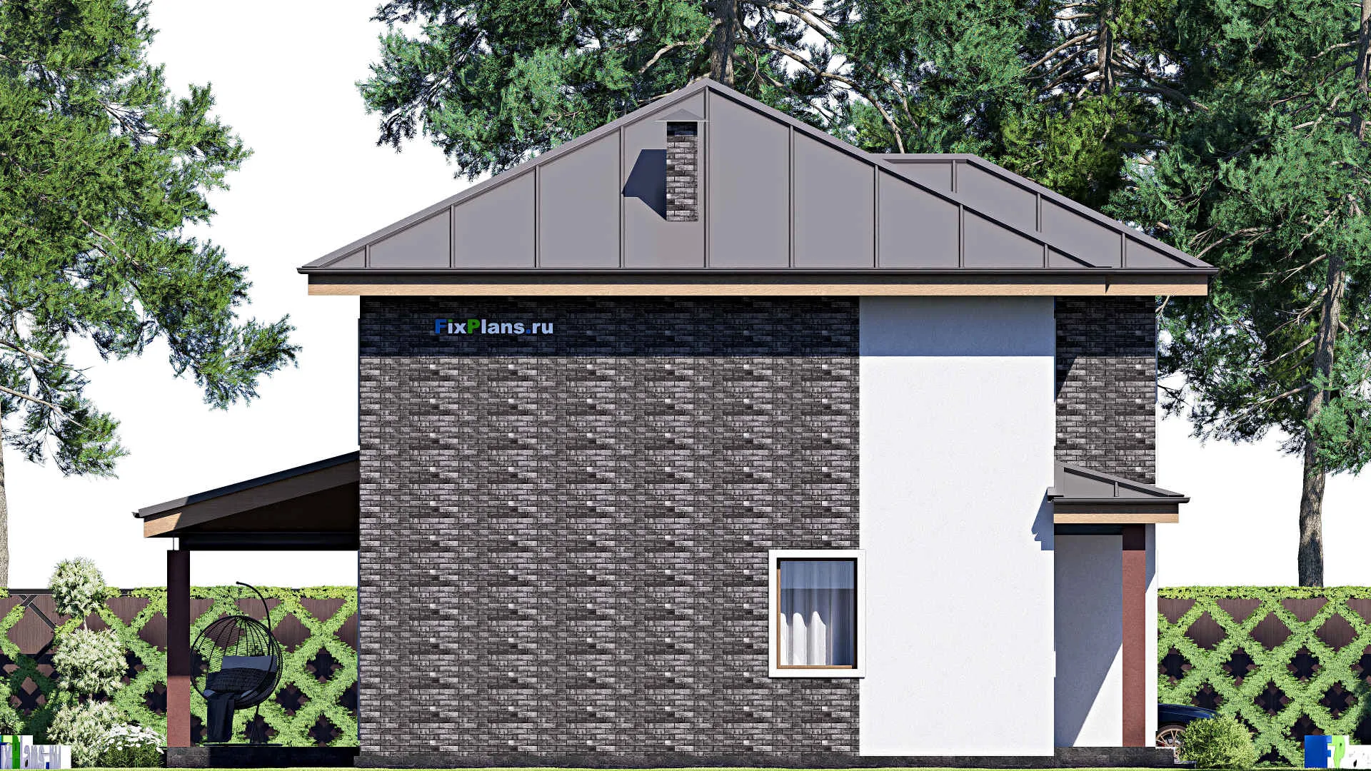 F-17414 - Проект двухэтажного дома 12 на 13, площадью 160 м² с террасой и 4 спальнями