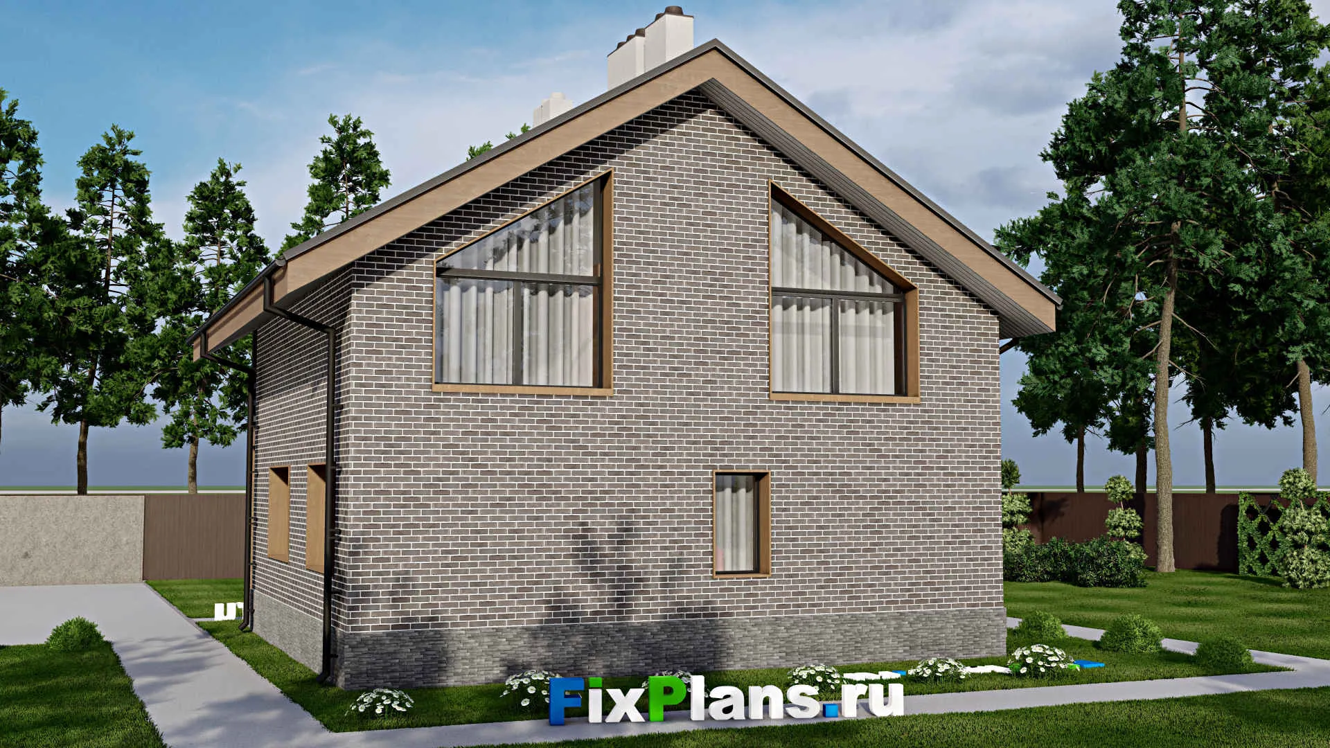 F-7631 - Проект дома с мансардой 10 на 11, площадью 160 м² с террасой, балконом и 3 спальнями