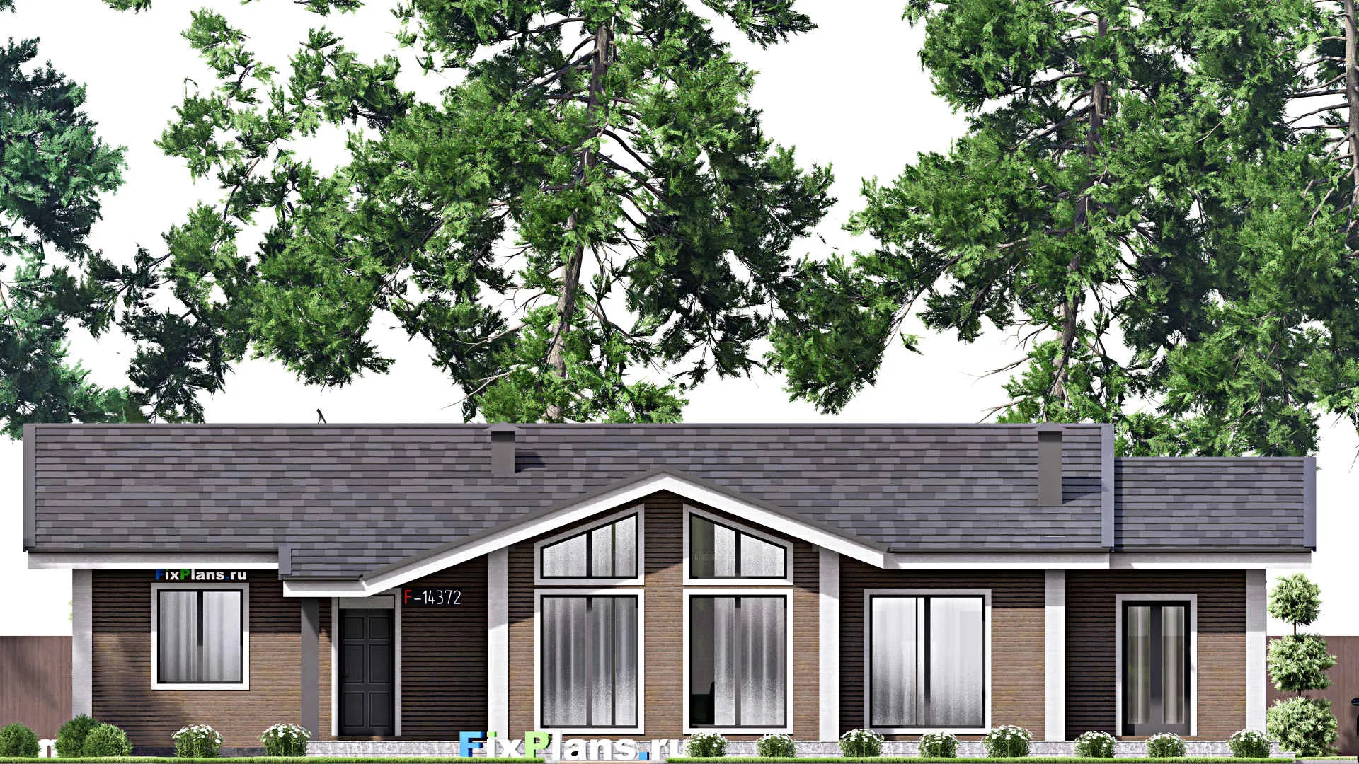 F-14372 - План одноэтажного дома 13 на 21, площадью 200 м² с террасой и 3 спальнями