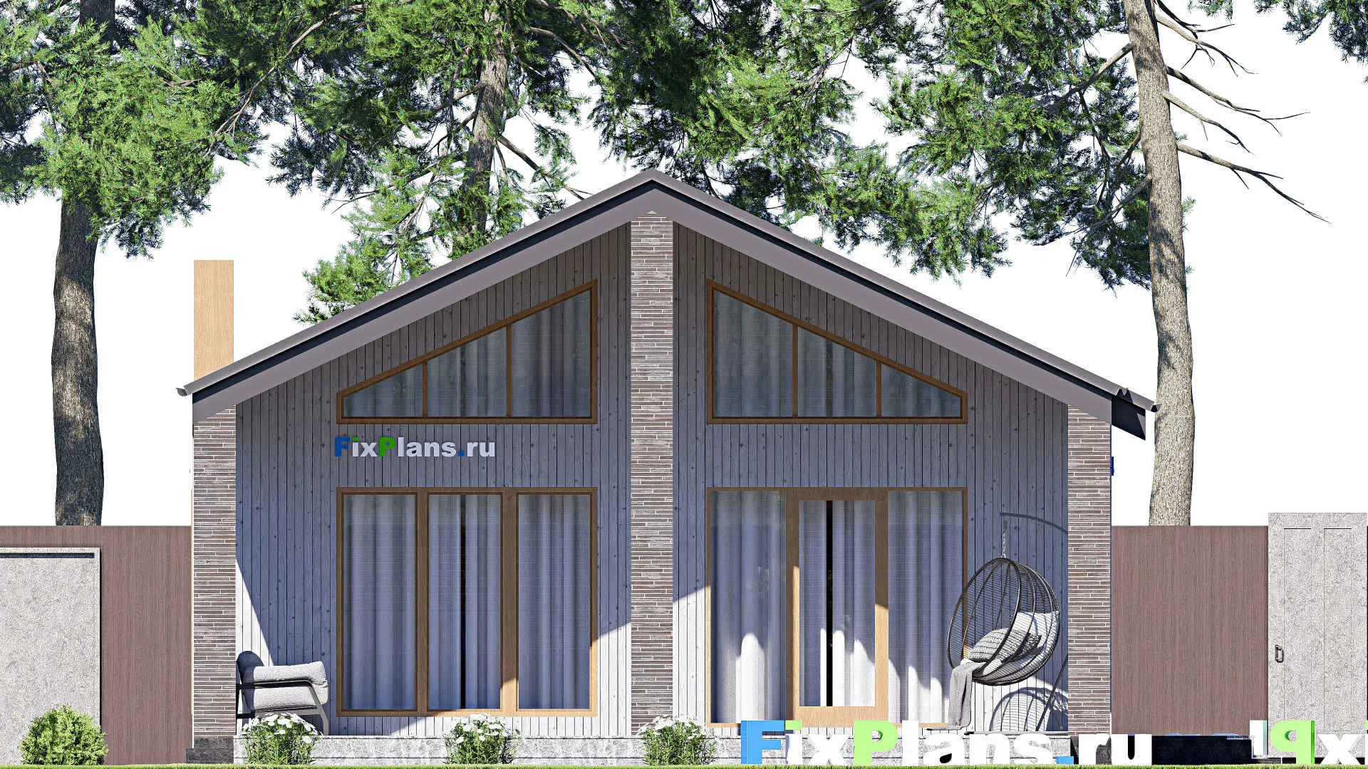 F-18044 - План одноэтажного дома 10 на 14, площадью 100 м² с террасой и 1 спальнями