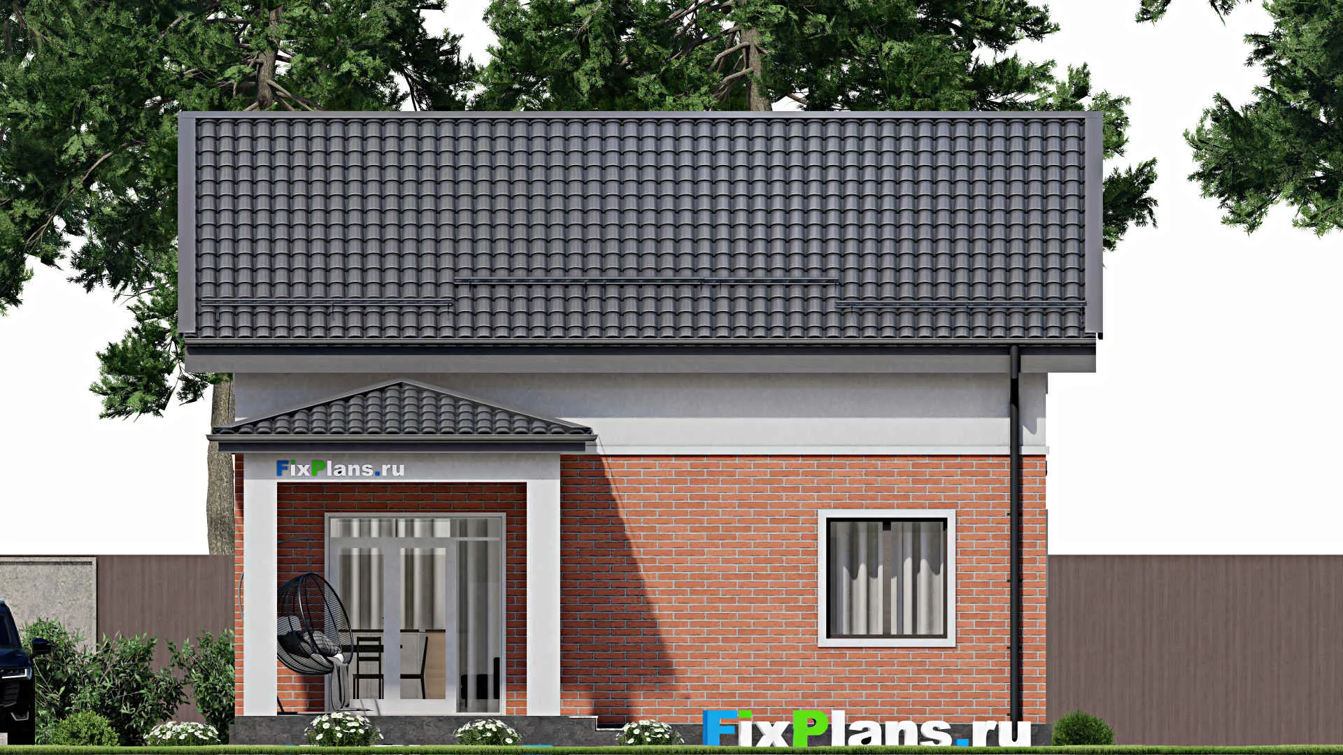 F-3446 - Проект дома с мансардой 9 на 10, площадью 130 м² с террасой и 3 спальнями