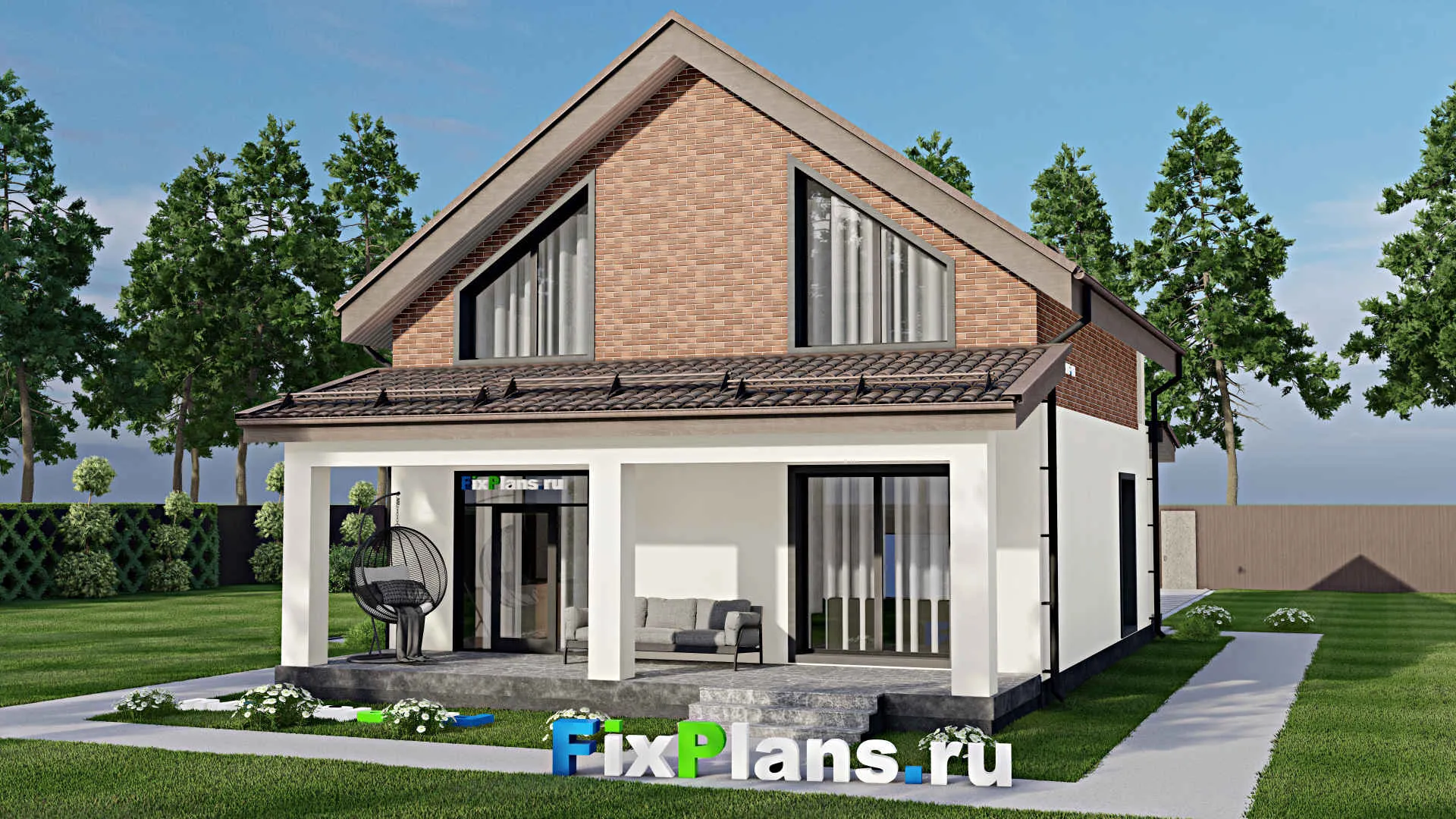 F-4706 - Планы дома с мансардой 9 на 10, площадью 150 м² с террасой, балконом и 3 спальнями