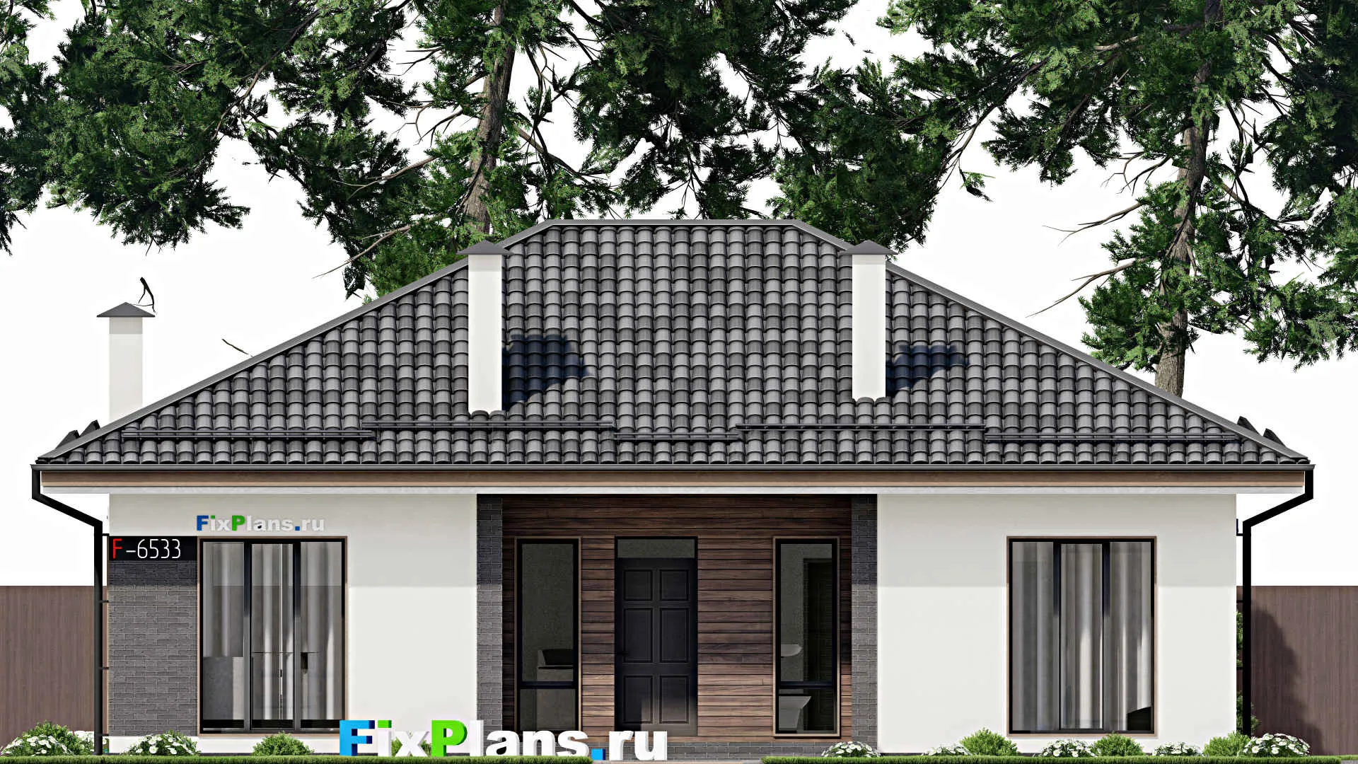 F-6533 - Проект одноэтажного дома 11 на 14, площадью 120 м² с 3 спальнями