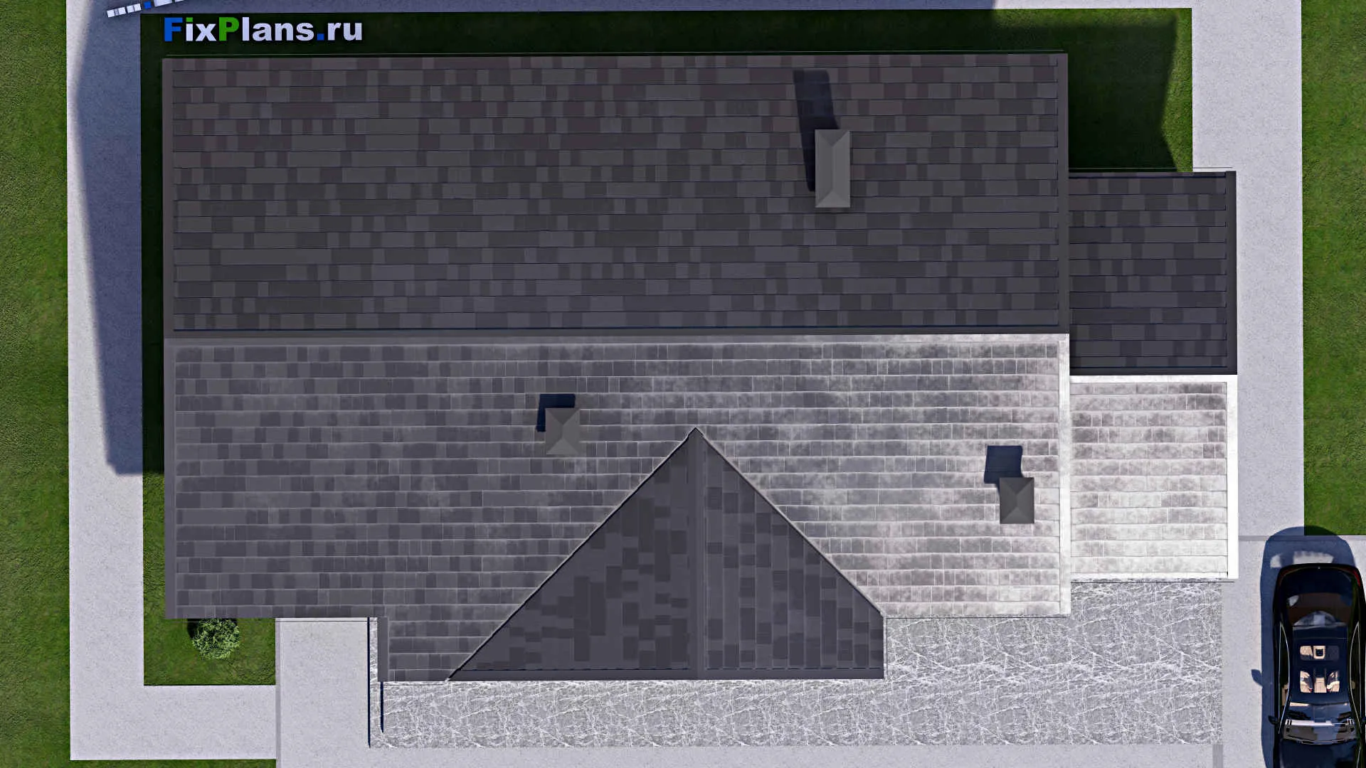 F-14372 - План одноэтажного дома 13 на 21, площадью 200 м² с террасой и 3 спальнями