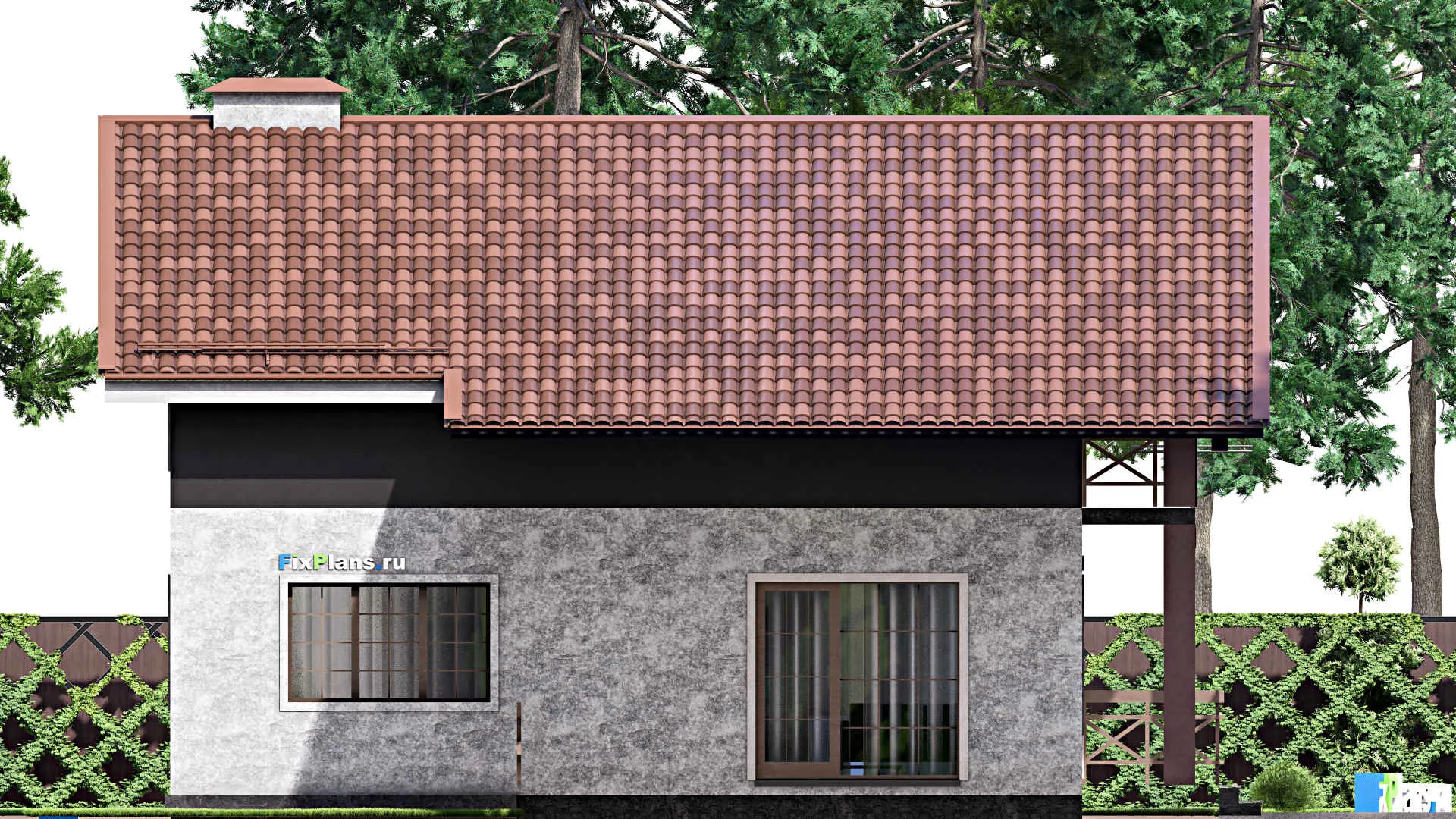 F-13346 - Планы дома с мансардой 13 на 17, площадью 260 м² с террасой, балконом и 4 спальнями