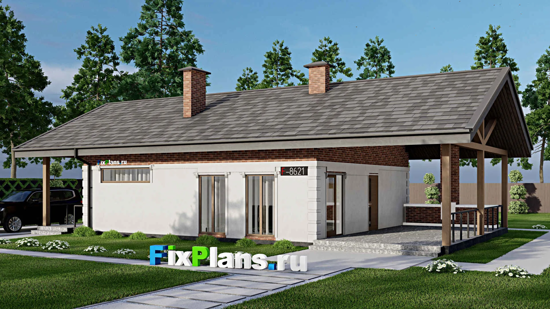 F-8621 - Проект бани 9 на 17, площадью 140 м² с терассой и санузлом