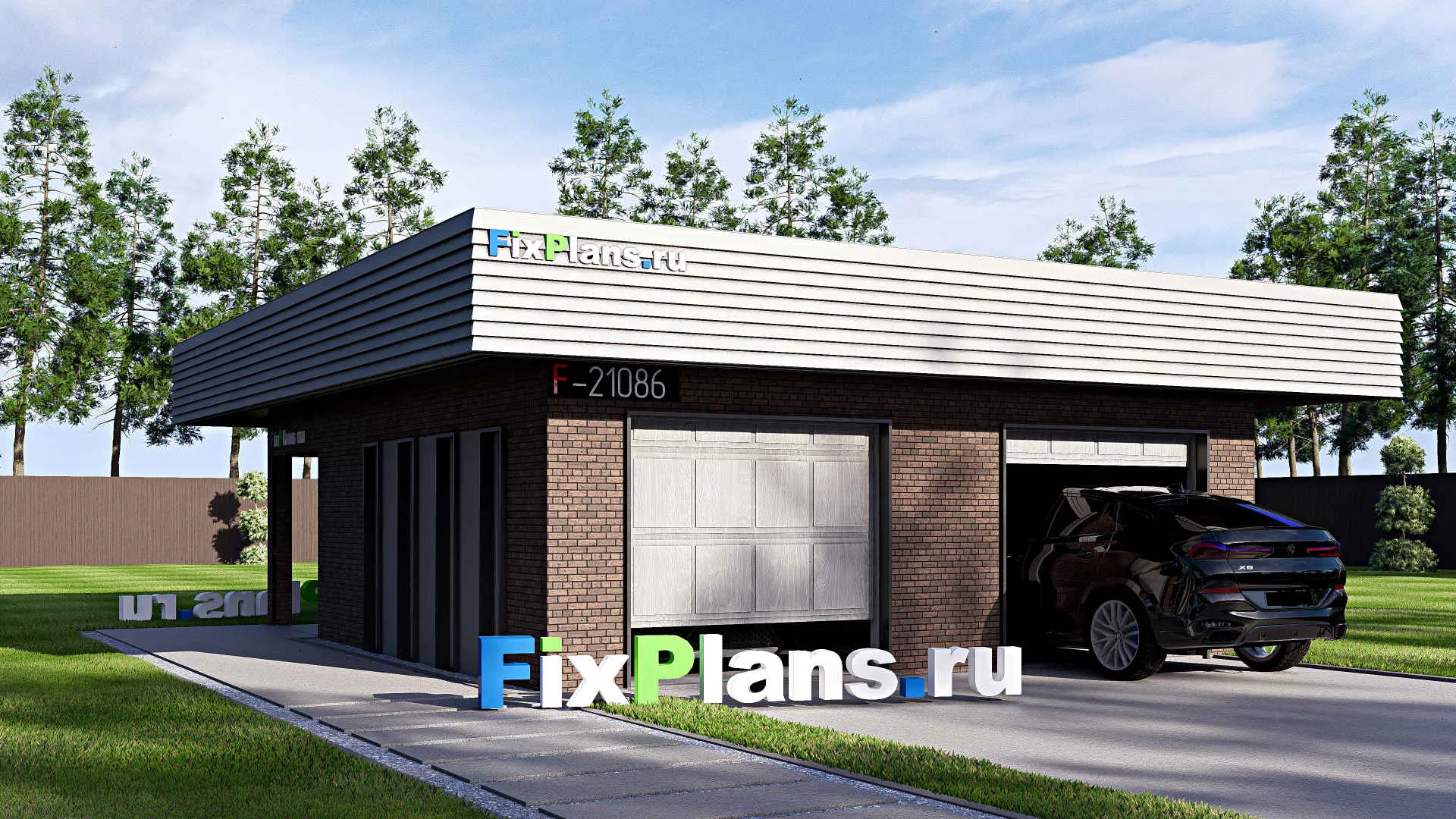 F-21086 - Проект гаража 8 на 9, площадью 60 м² на 2 машиноместа