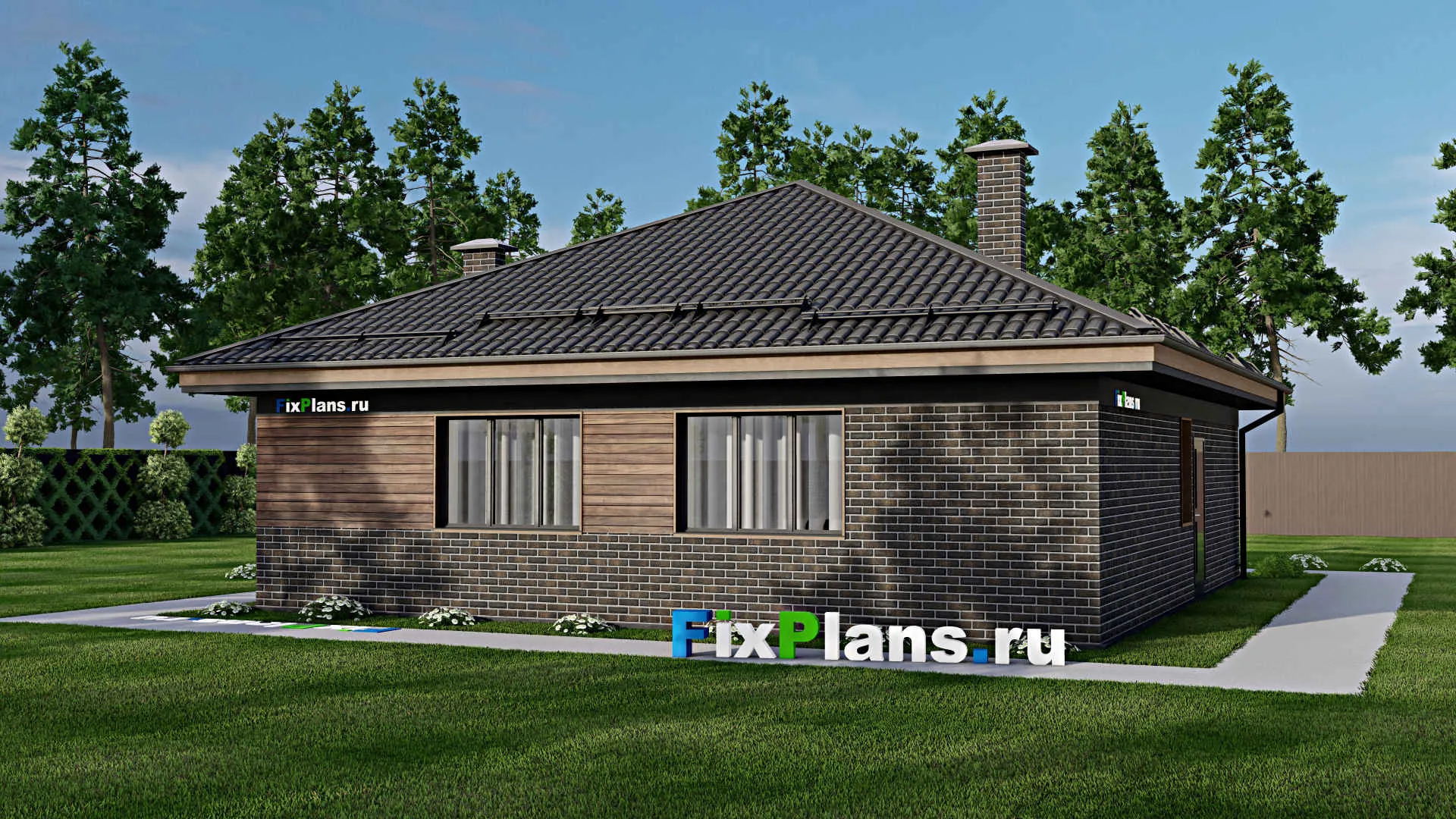 F-5156 - Проект одноэтажного дома 12 на 12, площадью 110 м² с 3 спальнями